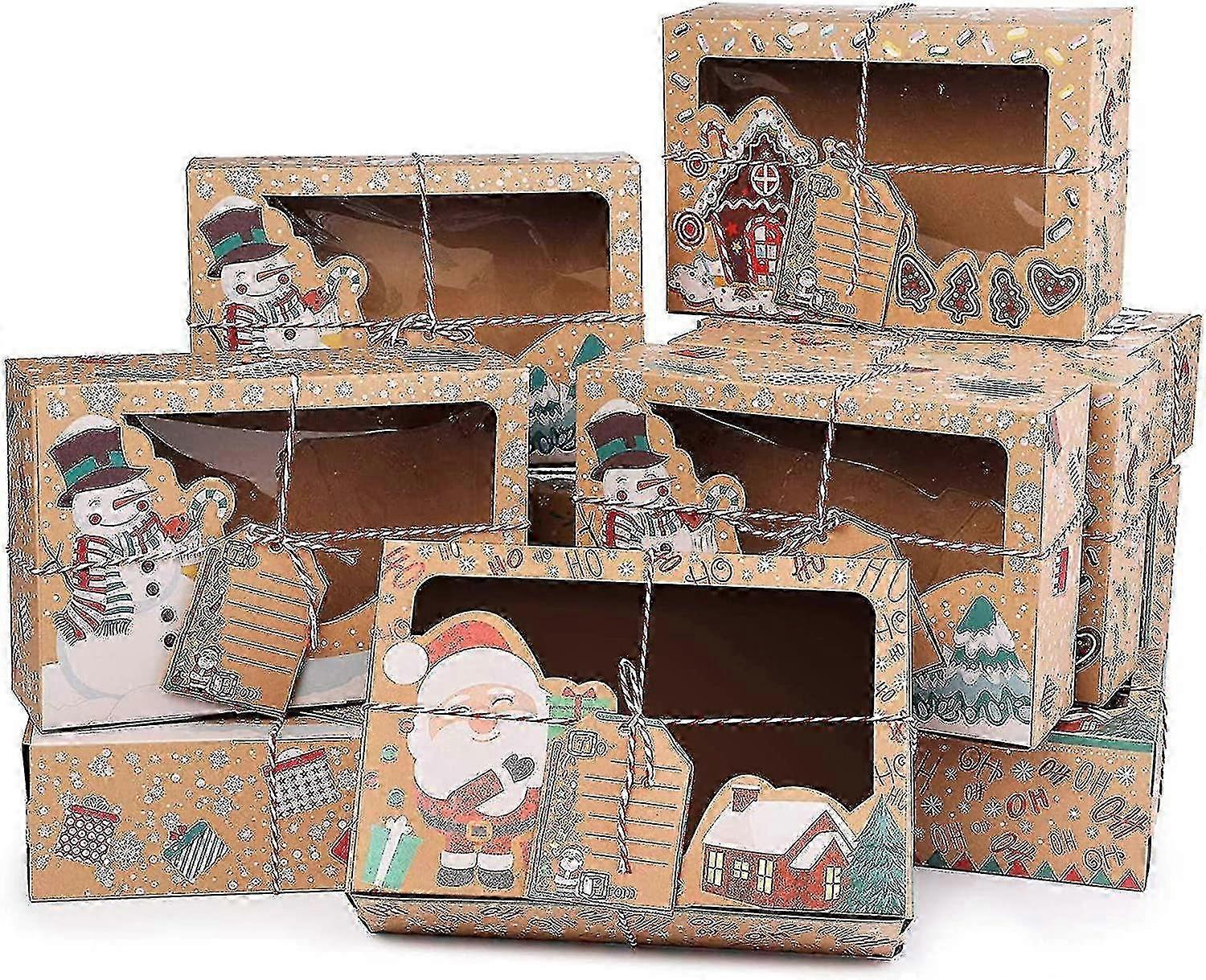 Christmas Party Favor Boxes Set of 12 for Holiday Cookie Display