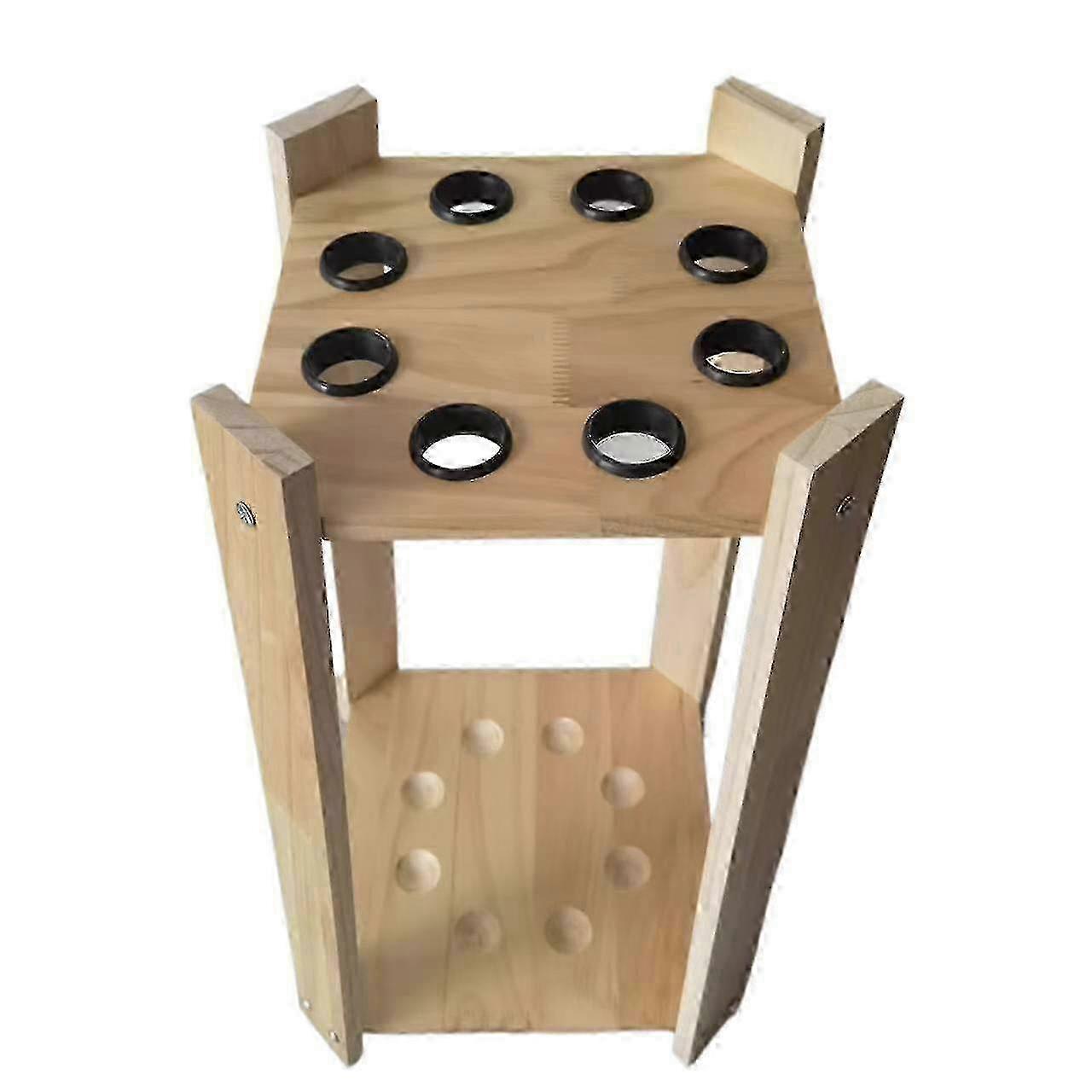 Solid wood pool cue rack square 8 hole floor standing rod holder for billiard