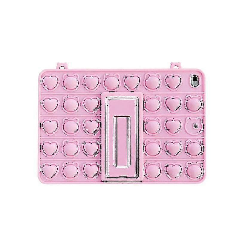 ポップイットプッシュバブルフィジェットトイシリコンかわいいケースストラップ&ペンダンテア付きiPad用2019-pro 10.5ピンク