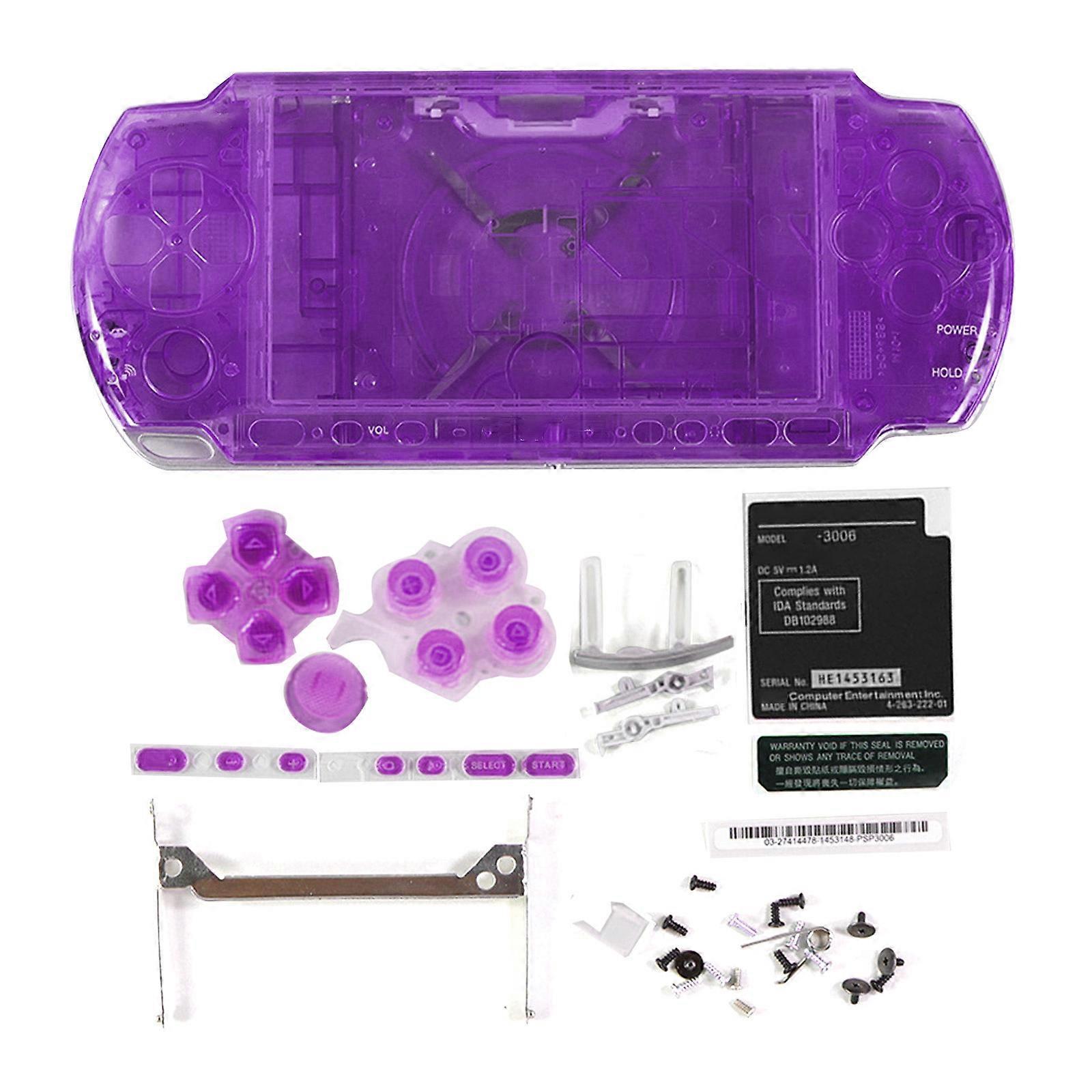 for  Replacement Shell Protective Transparent Case Housing Game Console Repair Cover Shell with Screw Button Kit  Purple