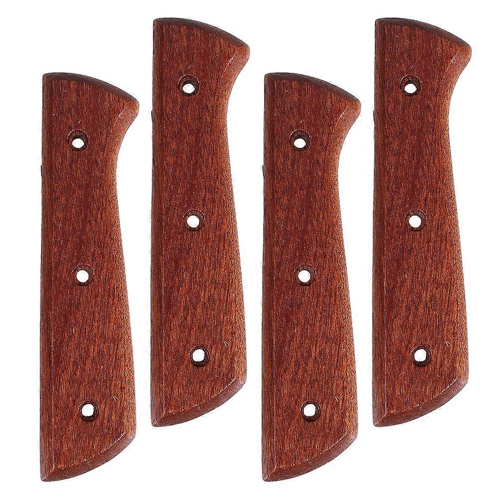 Brown Solid Wood Cutter Handle for Kitchen Use 2Pcs Comfortable Grip