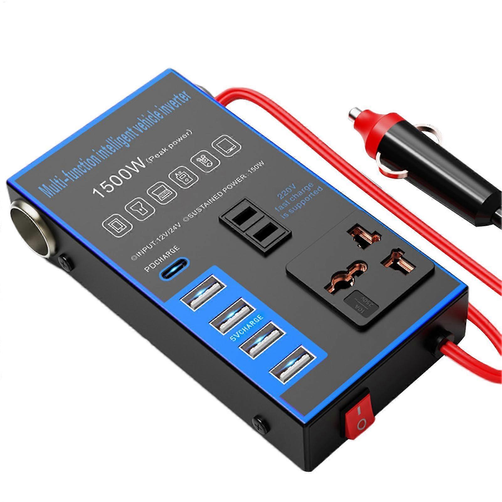 Car Power Inverter 1500W DC to AC Voltage Converter with USB Port for Vehicle Electronics Charging
