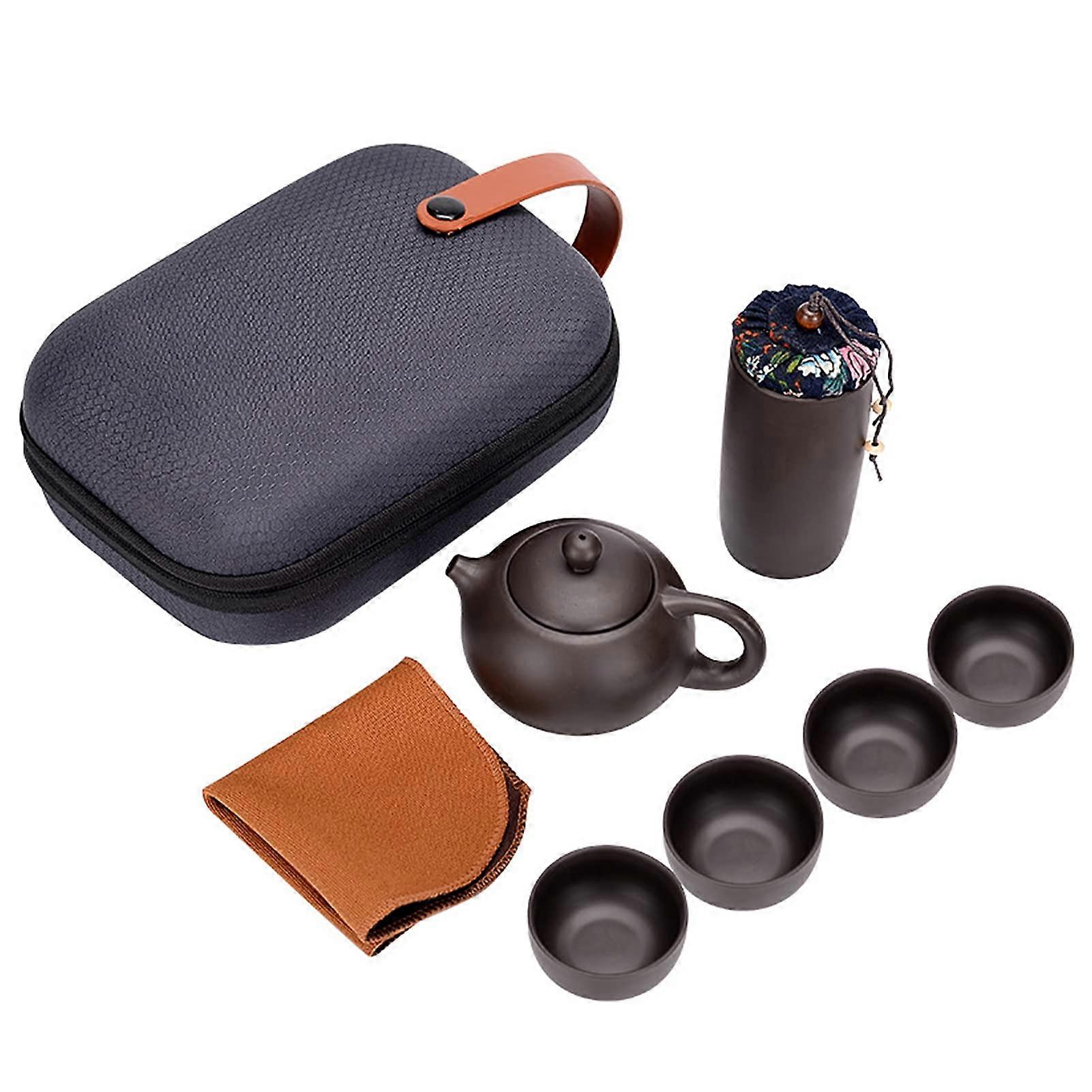 Clay Teapot 4Cup Complete Tea Set For Tea Tasting Travel And Office Use