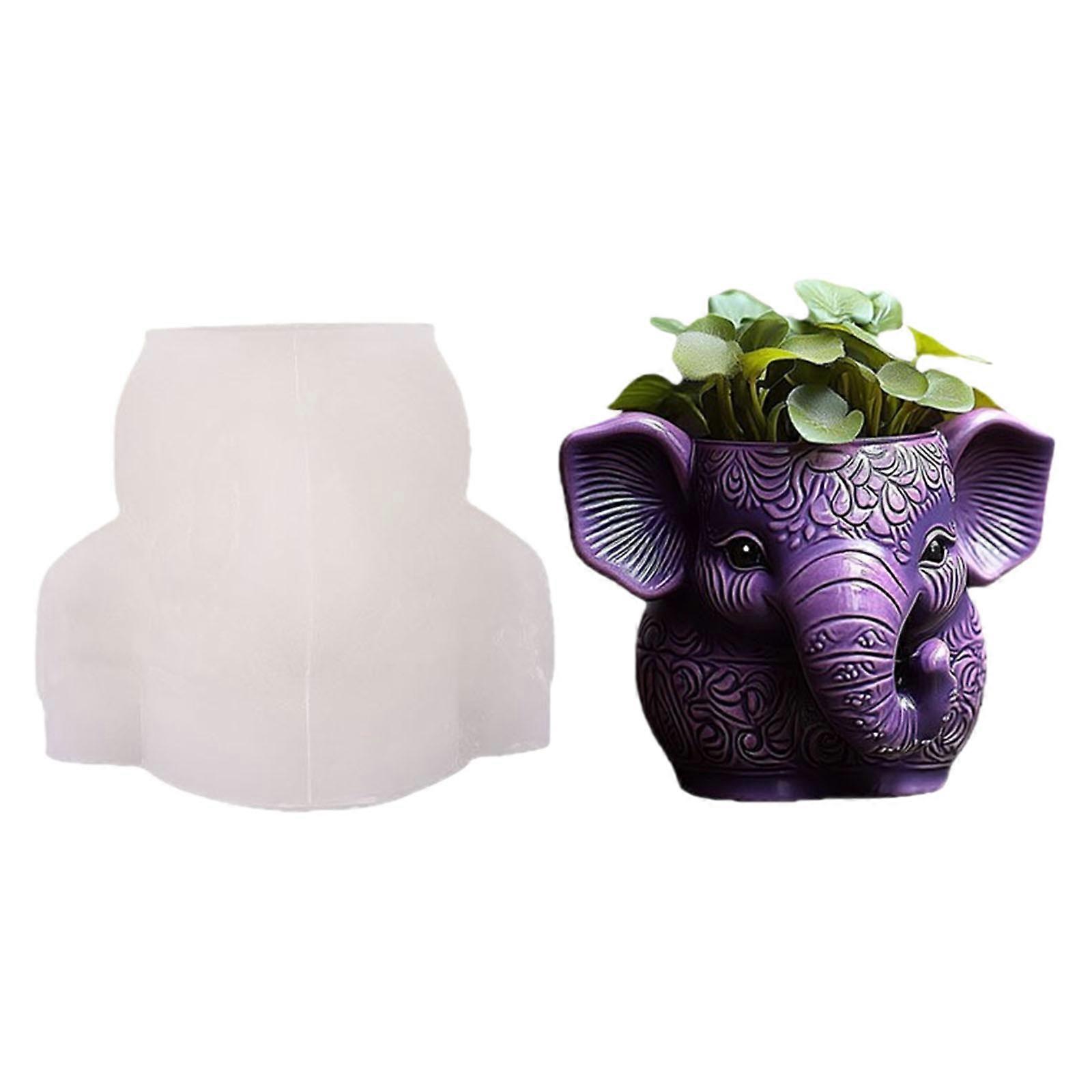 Silicone Elephant Planter Mold Multiple Use Silicone Texture for Resin Crafts Candle Holders and Decorative Plant Pots Multicolor