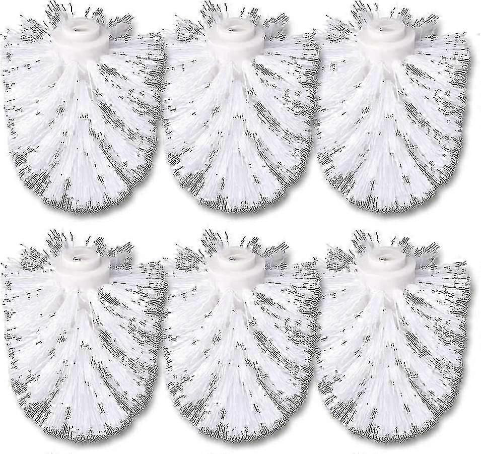 6 stk. toalettbørstehode hvite erstatningsbørster diameter 8 cm