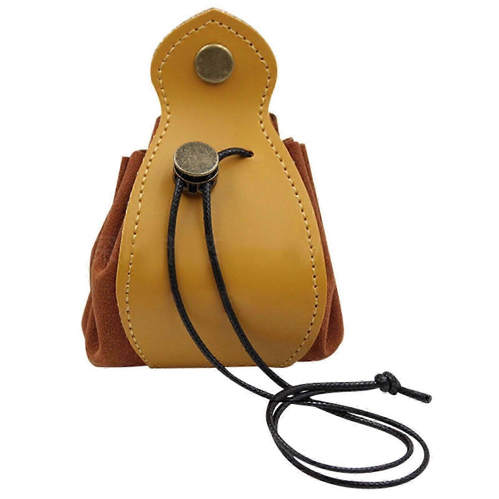 Drawstring Leather Dice Bag for Dice Jewellery Keys Small Accessories Yellow