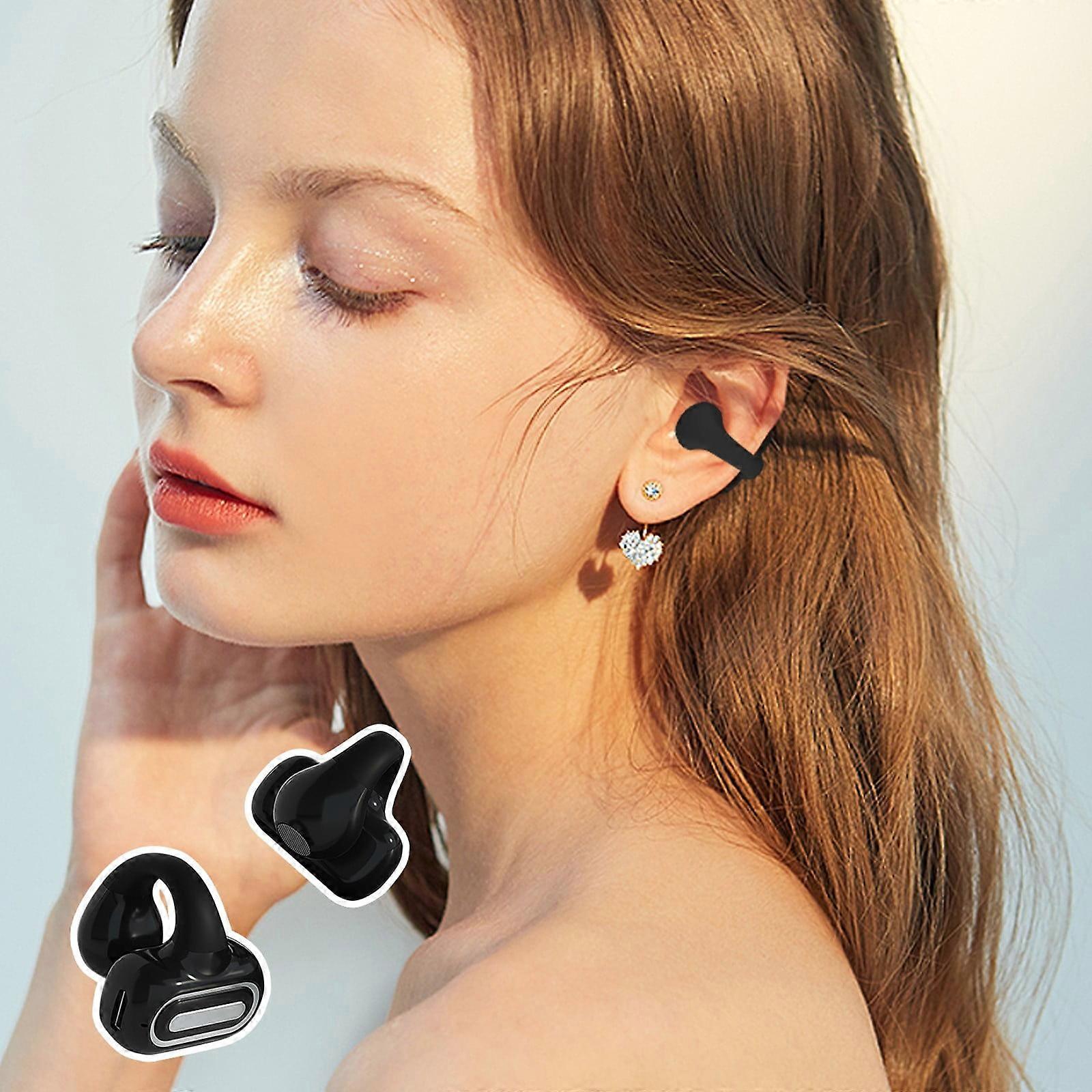 Non-Destructive Bluetooth 5.3 Open Ear Headphones, 2024 Version with Dual 16.2mm Drivers, Bone Conduction Wireless Earbuds, Deep Bass