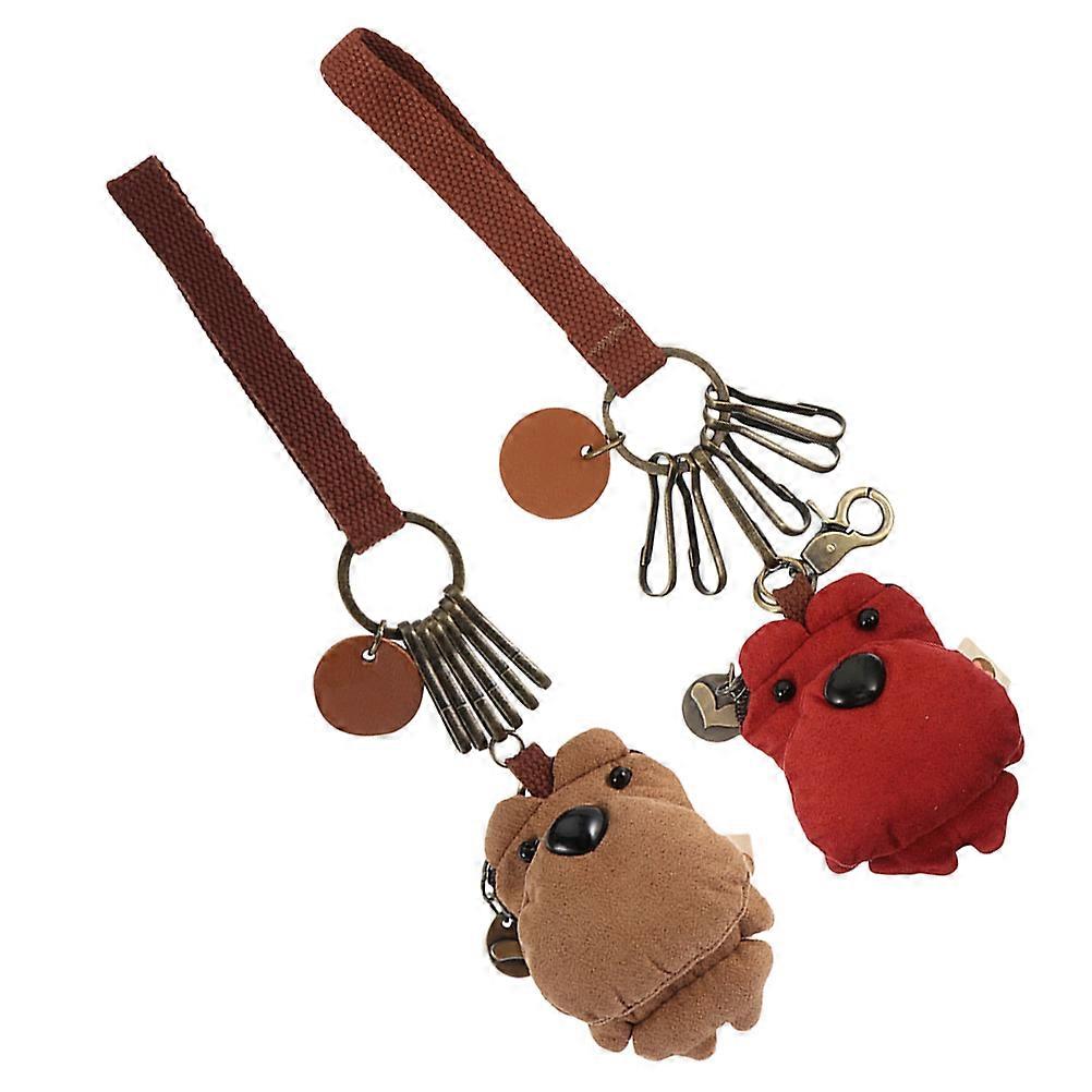 Plush Cute Bear Keychain Accessories For Office Use 2Pcs Unique Korean Design Key Holder