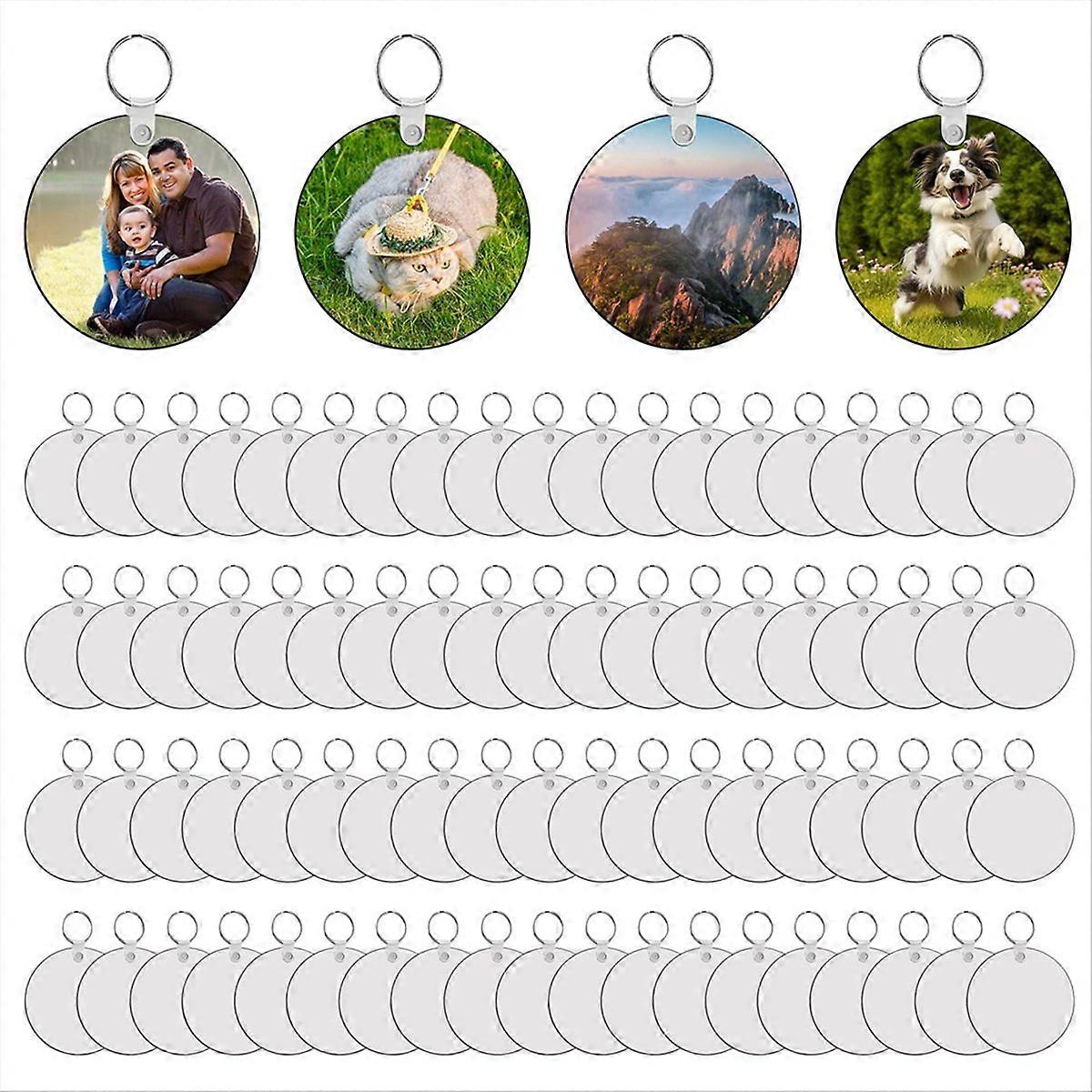 80 MDF Sublimation Keychains Blank with 160 Rings and Clips