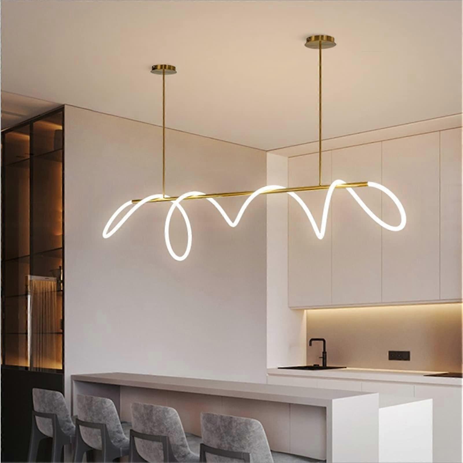 Modern LED Chandelier with Warm Ambient Lighting for Dining Room and Kitchen Island
