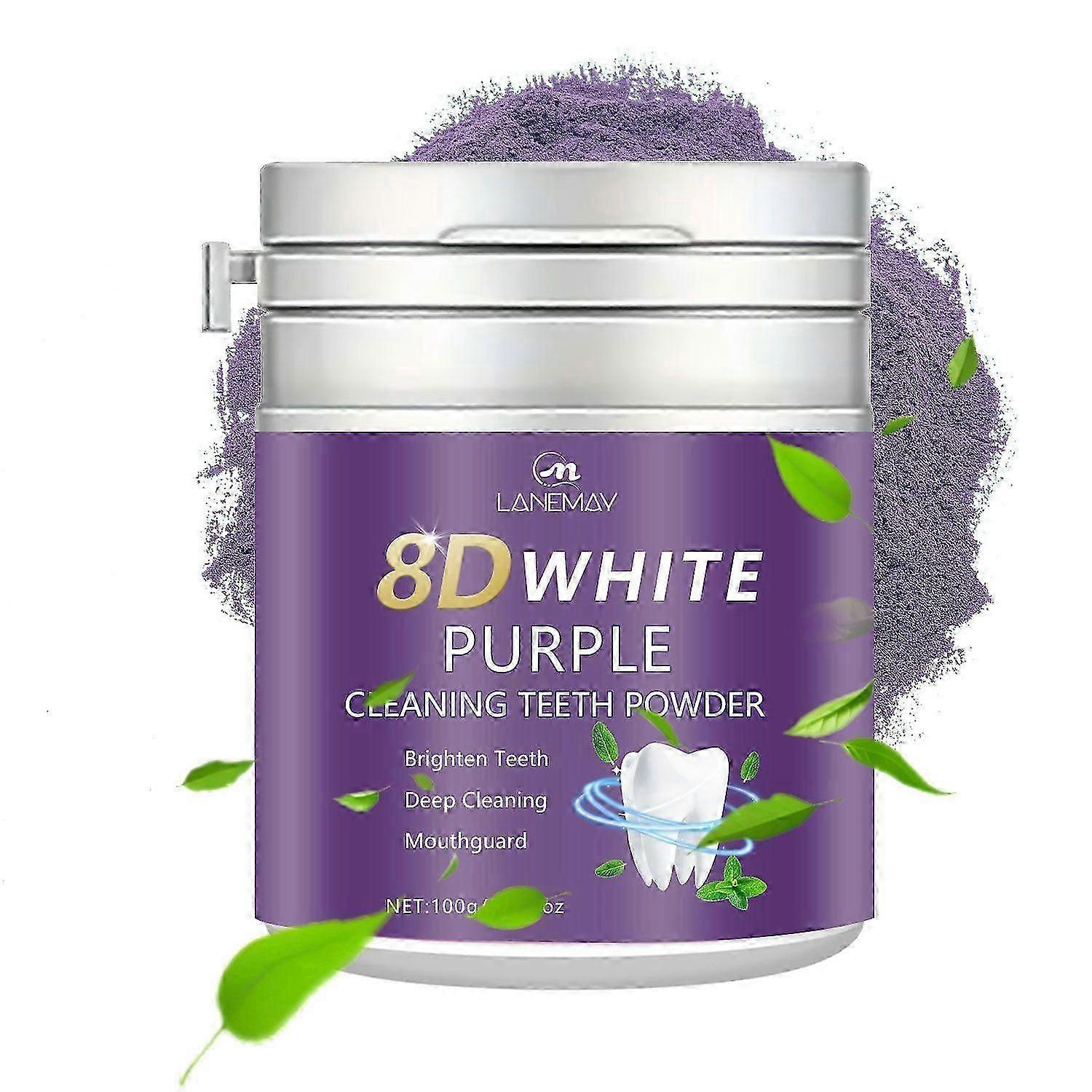 بودرة تبييض الأسنان ، 8D مسحوق تبييض الأسنان الأبيض الأرجواني ، التنظيف العميق للعناية بالفم ، التنفس المنعش ، الأسنان الصحية ، تبييض مزيل البقع الصفراء