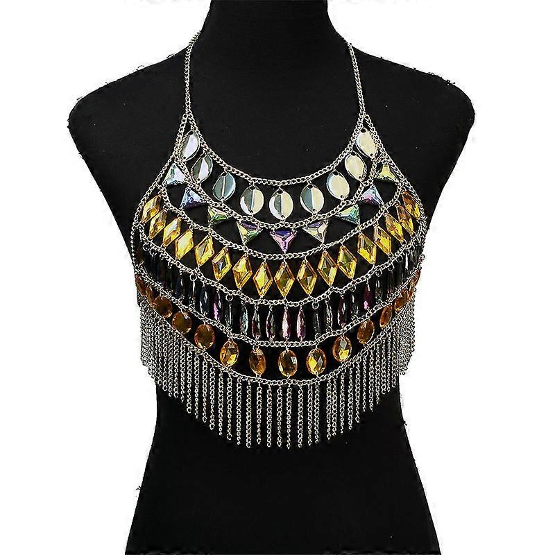 Luxury Crystal Bikini Body Chain for Women Sexy Lingerie Chain Tassels Bra Harness Belly Chains Beach Jewelry