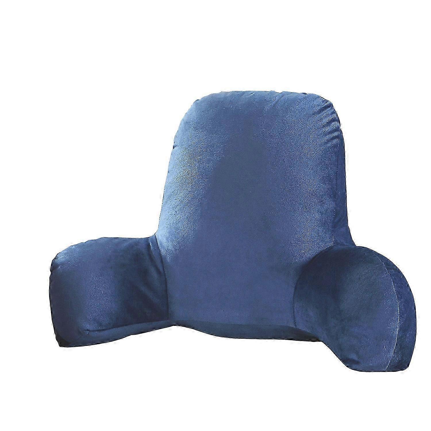 Pillow Back Bed with Armrest Support Bed Reading Waist Back Chair Car Seat Sofa Rest Waist Pad (deep blue)