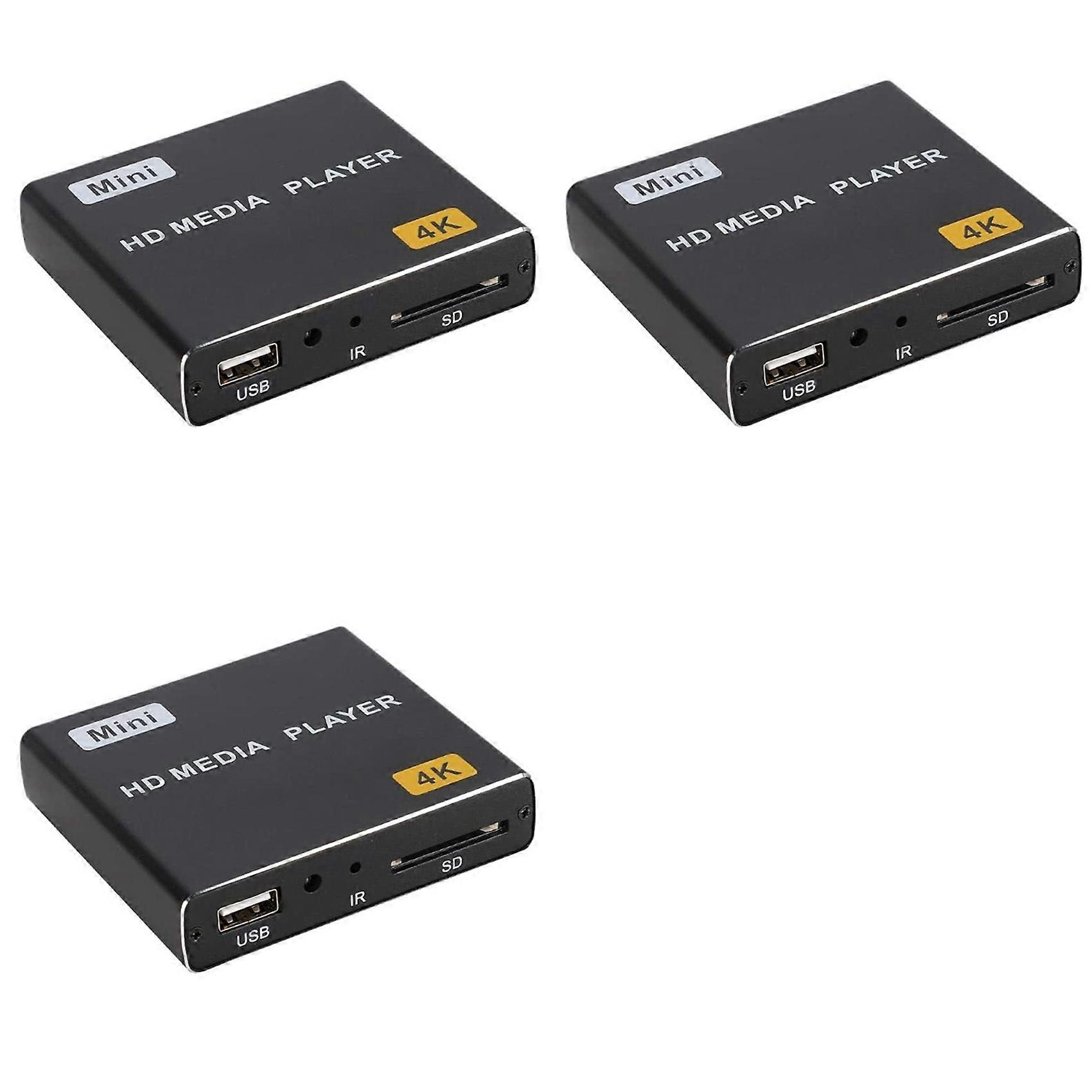 3X Mini 4K HDD Media Player 1080P Horizontal and Vertical Digital Video Player with USB Drive/SD Cards US Plug