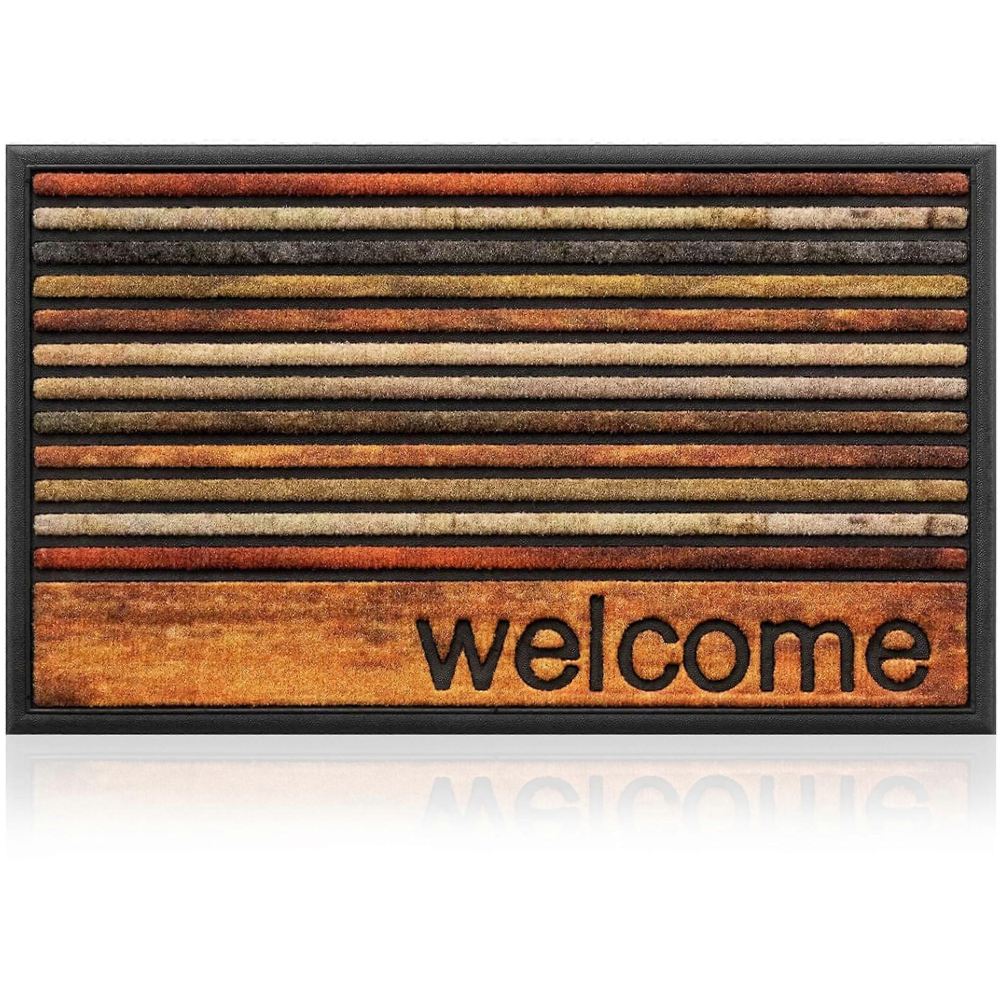Door Mat with AllWeather Protection and NonSlip Rubber Backing, Colorful Stripes 18x30
