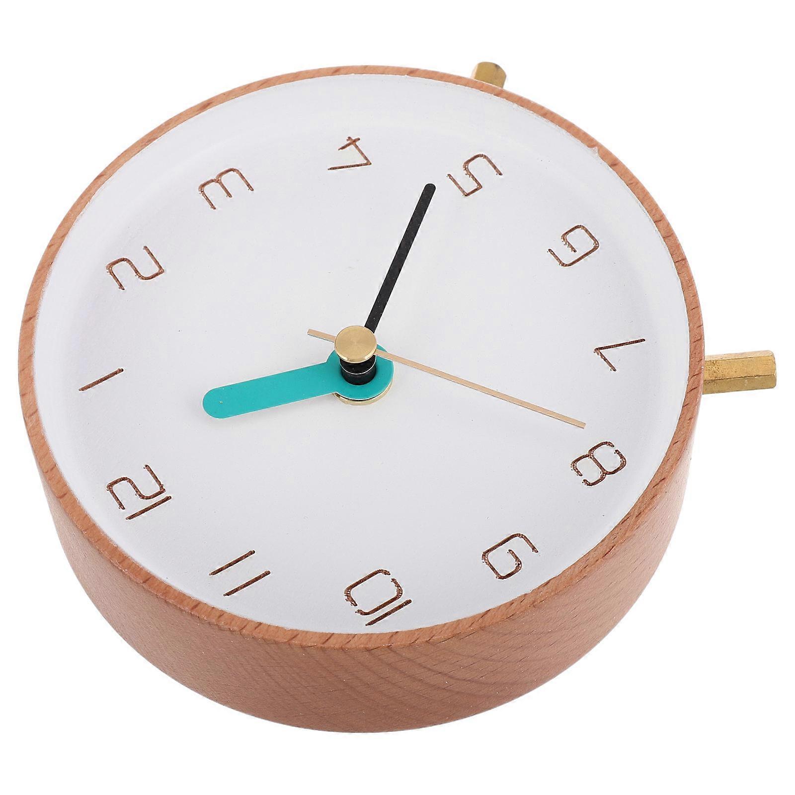 Silent Desk Clock Solid Wood Analog for Home Office