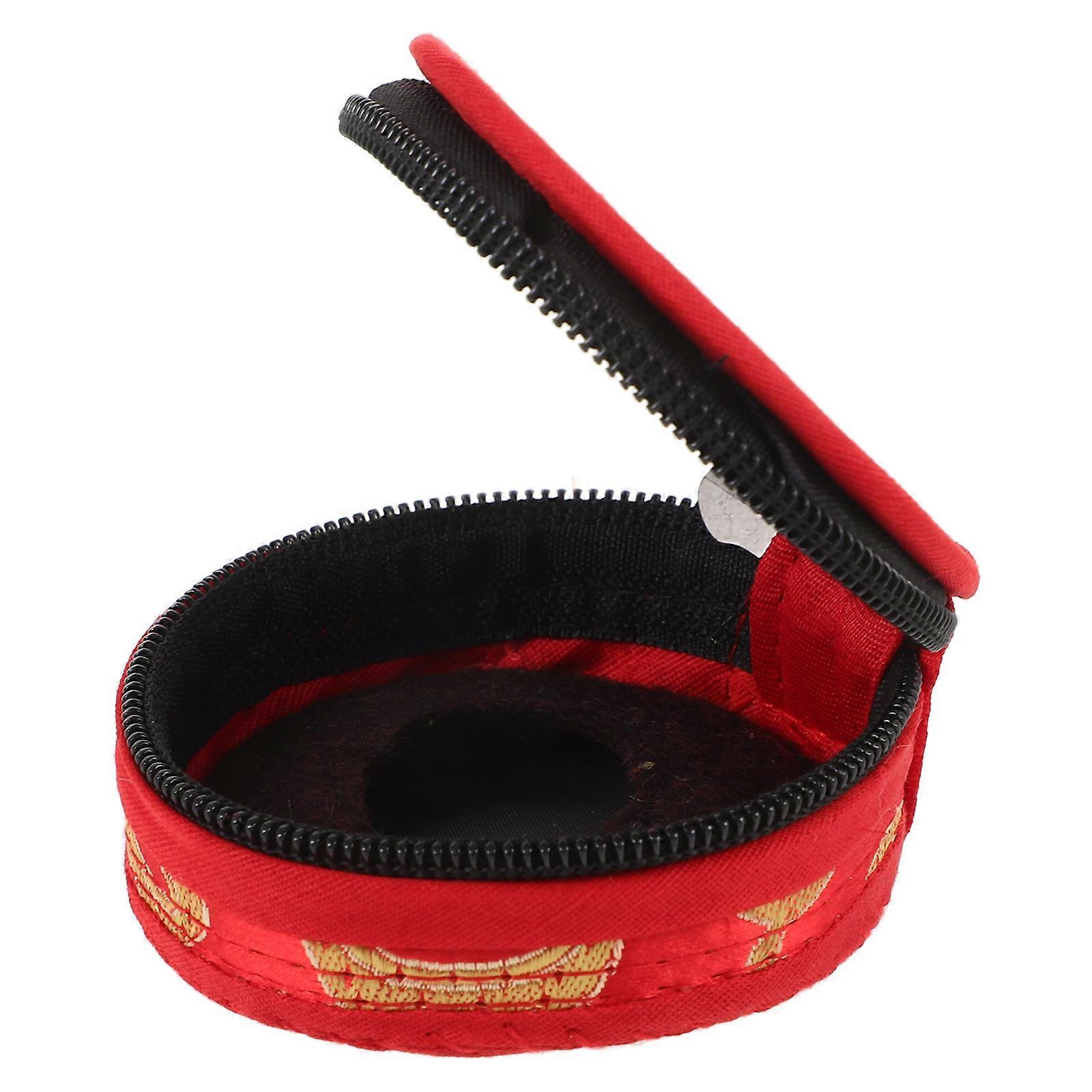 Bell Ring Bag Finger Cymbals Case for Storage Use with Red Cotton