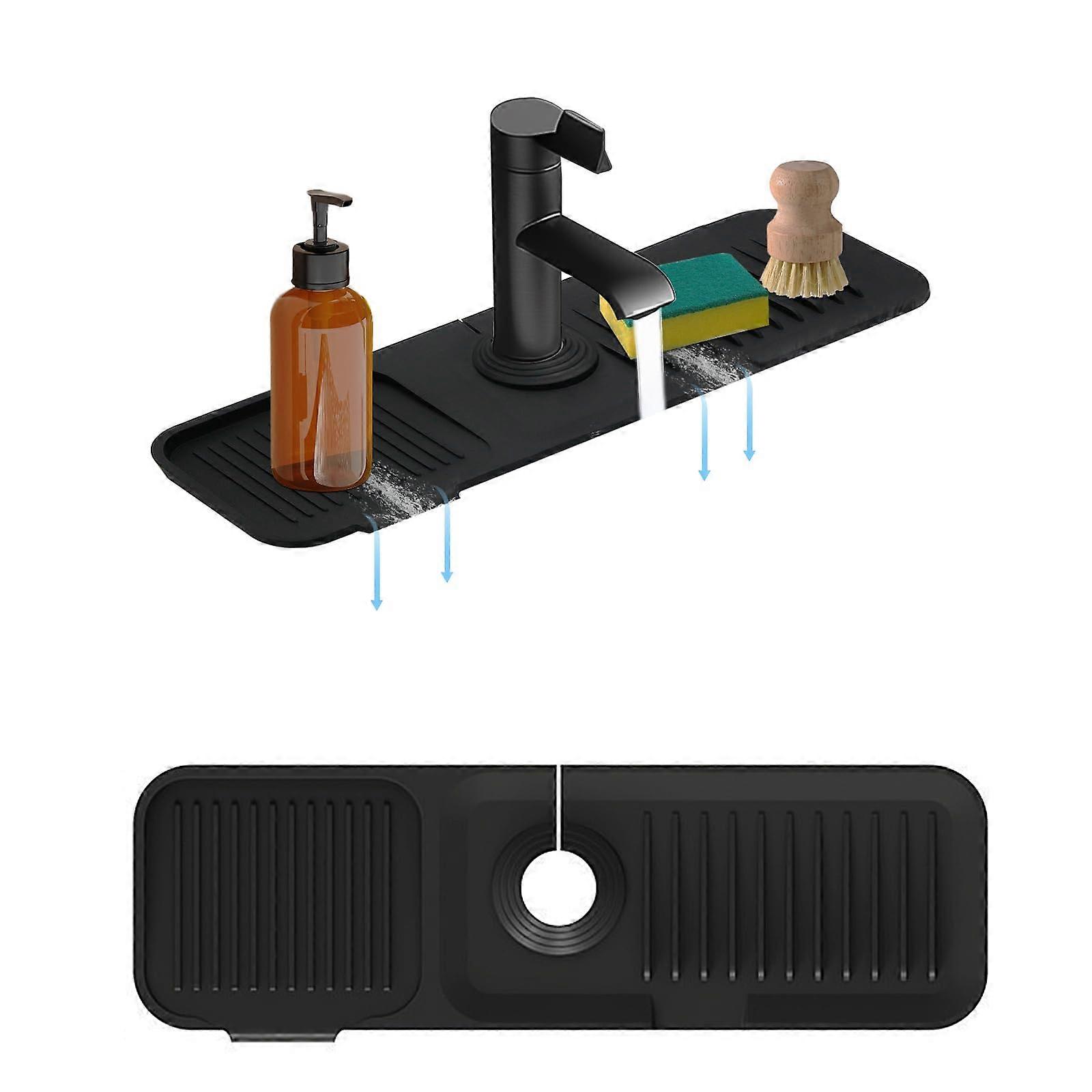 Silicone Sink Splash Guard 17.7x5.5in with Fast SelfDraining NonSlip Base for Kitchen Counter