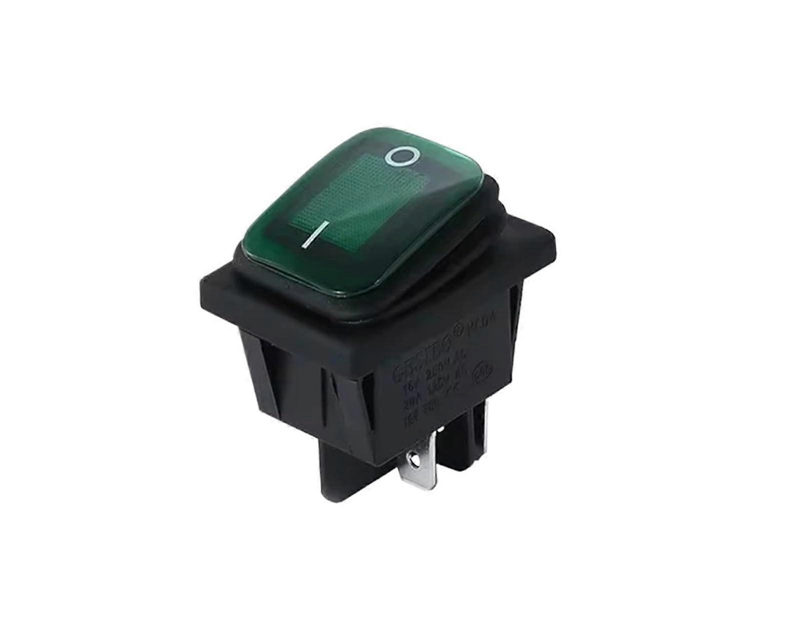 20PCS Green 16A 250V IP65 Waterproof Rocker Switch Heavy Duty DPDT On Off LED KCD4 4 Pin