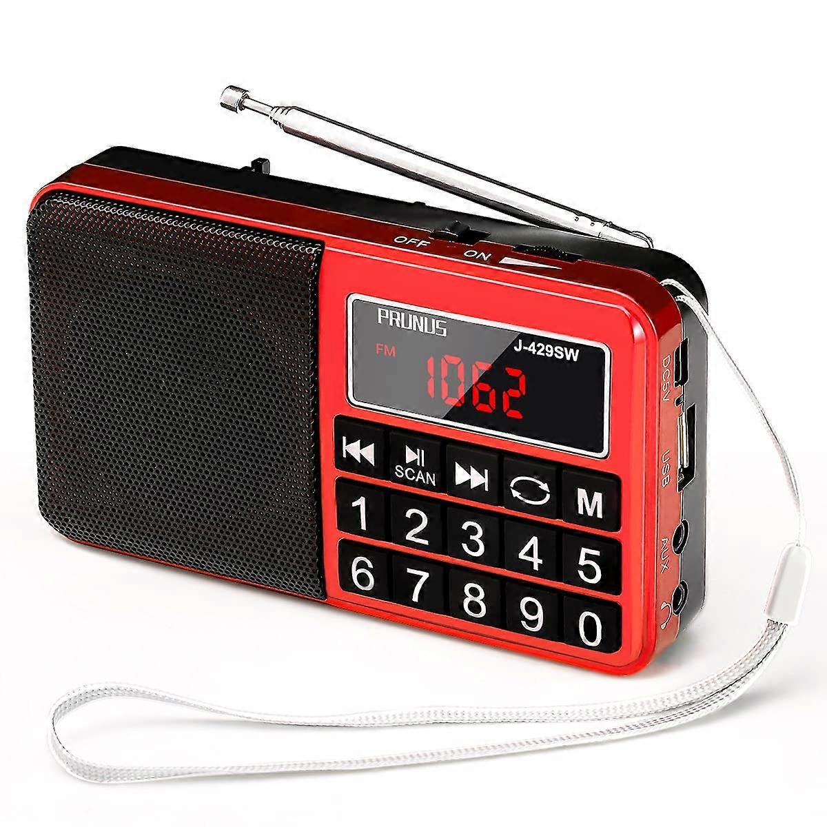 AM FM Shortwave Radio with MP3 Player, USB Rechargeable, Large Button, Powerful Speaker for Seniors