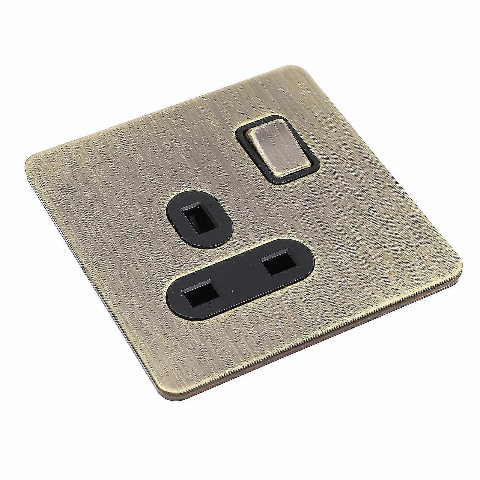 Antique Bronze Textured Stainless Steel Switch with Socket Panel and Prong Button