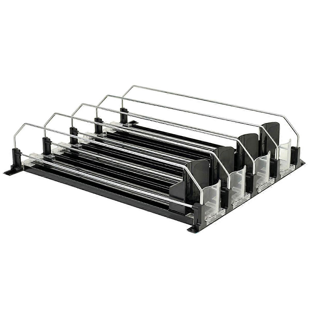 Canned Beverage Push Rack Drink Organizer Dispenser Spring Push Adjustable Width Storage Shelf E-Shaped 410mm 4 Rows A