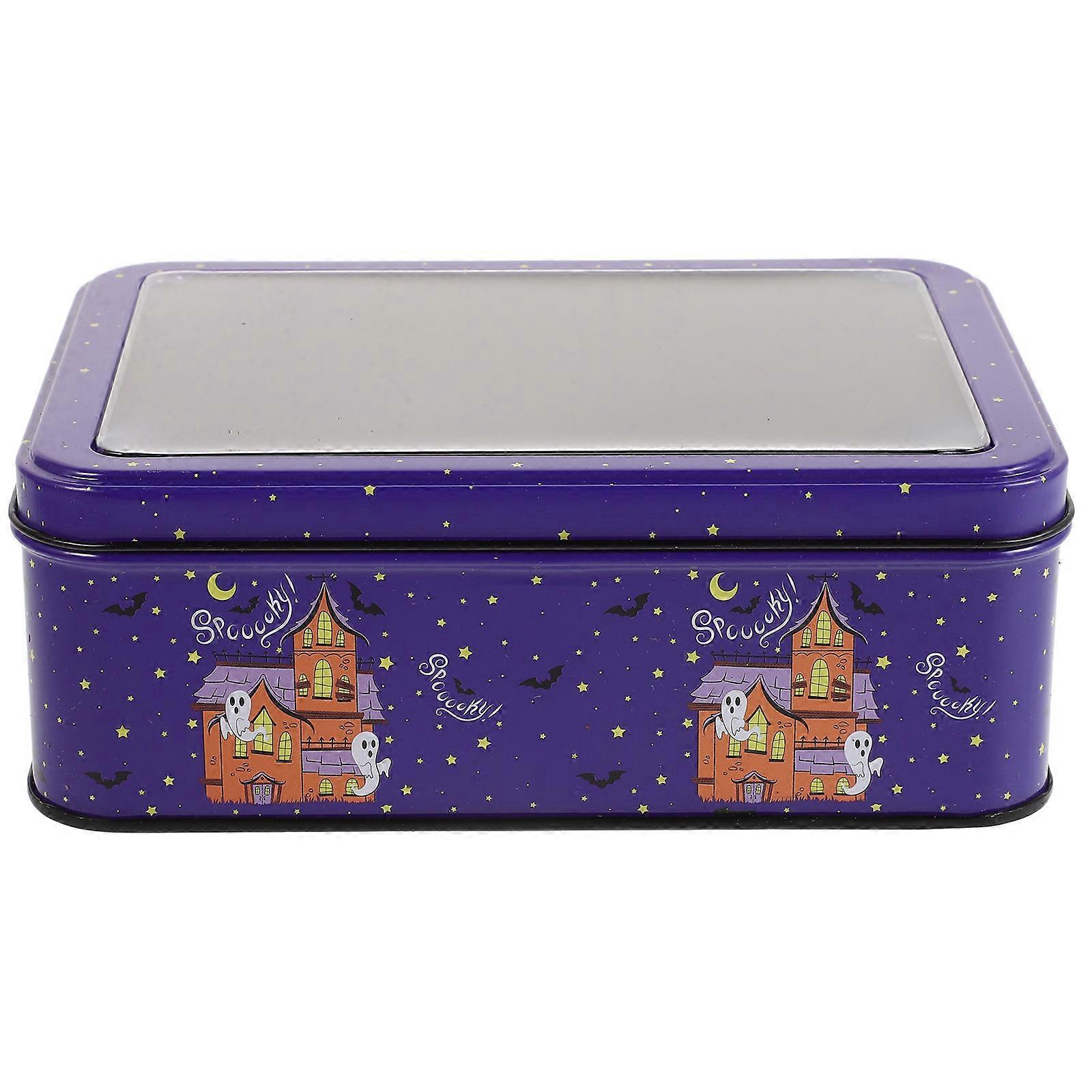 Halloween Candy Box Metal Container with Lid for Storage