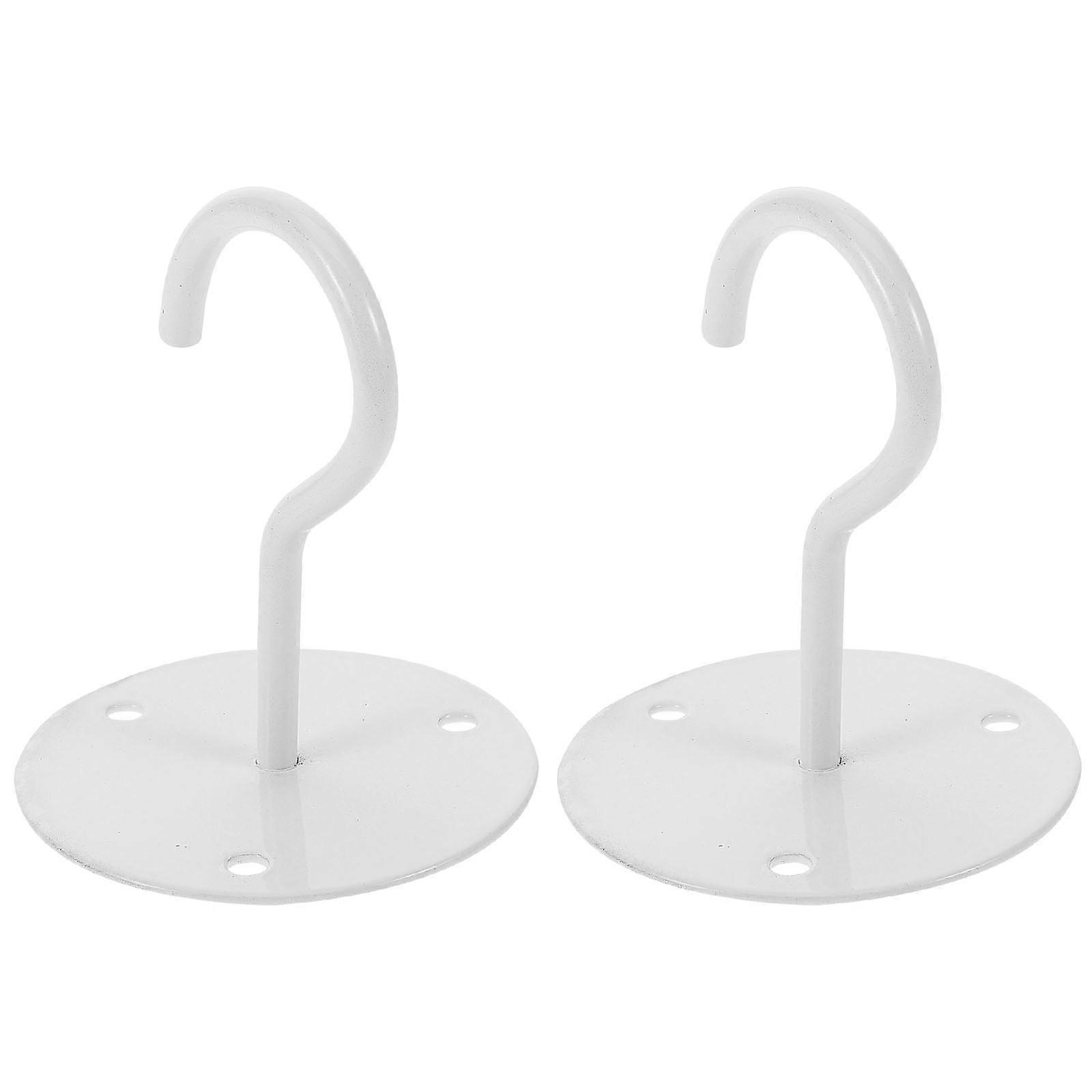 2Pcs White Iron Ceiling Hooks for Hanging Baskets Sturdy Overhead Hooks