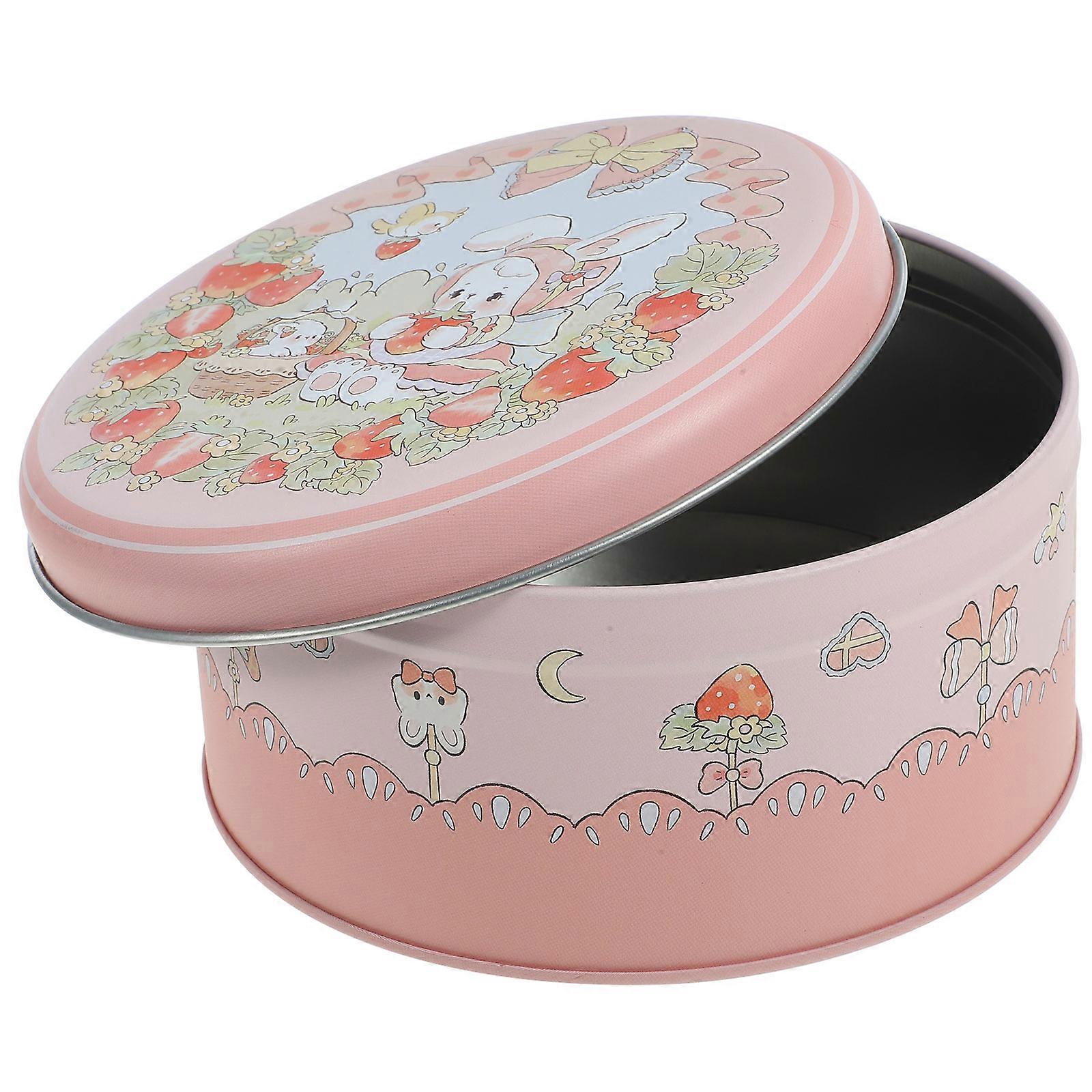 Pink Tinplate Cookie Tin for Storage Use As Candy Gift Box Jar