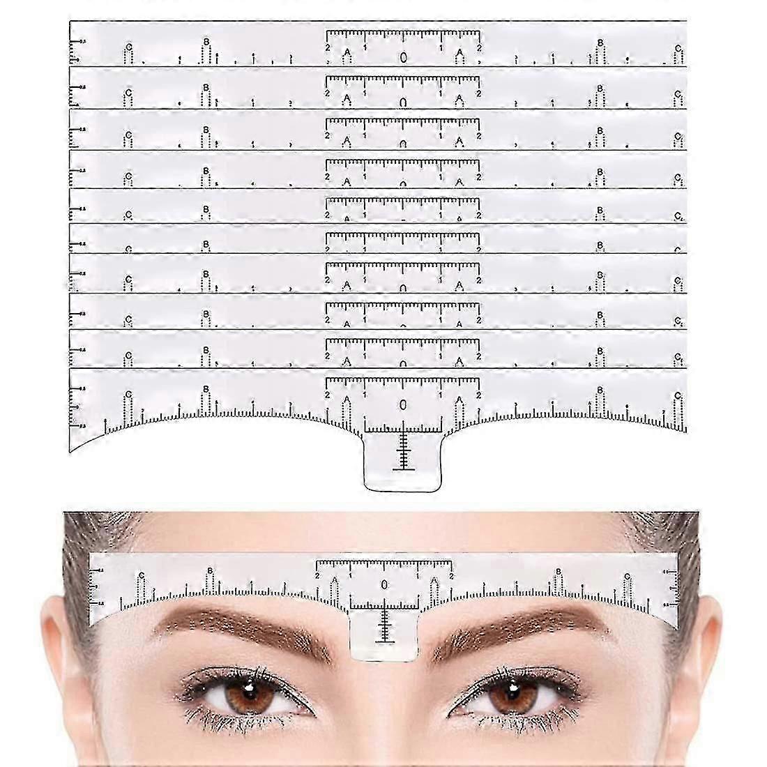 10pc Eyebrow Ruler,  Disposable Brow Ruler Microblading Adhesive Eyebrow Sticker Stencil Guide Measuring Tool