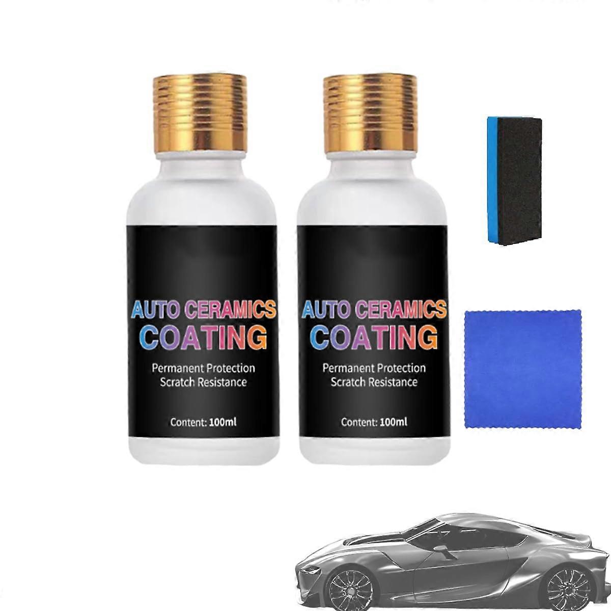 Ceramic Car Coating 2Pcs LongLasting Gloss Hydrophobic Car Paint Protection Scratch Resistant