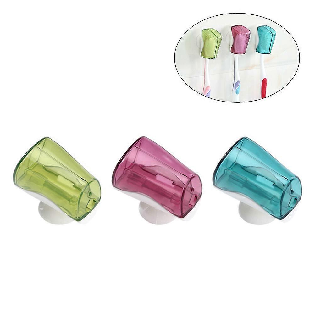 Toothbrush Stand with Dustproof Cover Suction Cup Rack 6Pcs for Bathroom