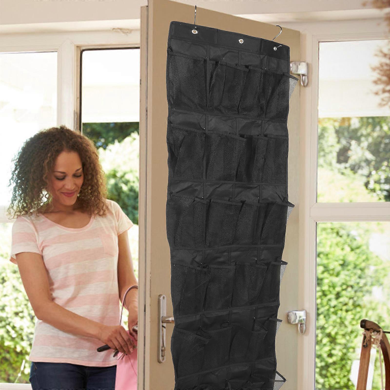 Door Shoe Organizer Multi-Purpose Storage Solution For Home Users 168x48cm Practical Design Black 1Pack