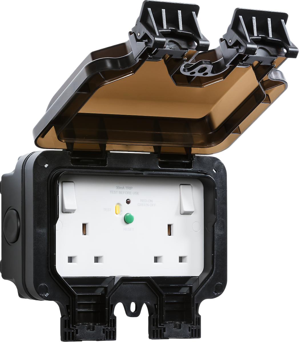 IP66 13A 2G DP RCD Switched Socket - Type A (30mA)