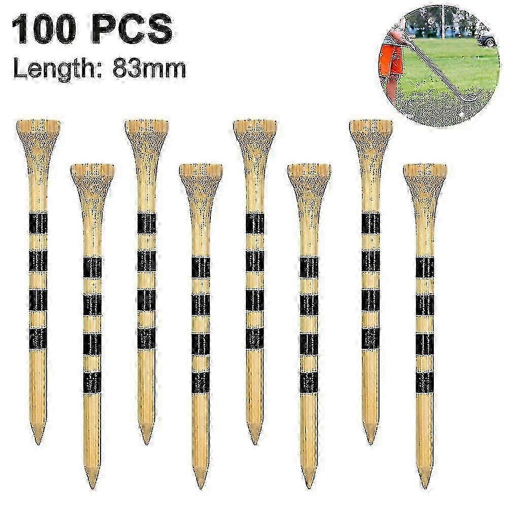 2025 100pcs Golf Tees, Reduce Friction & Side Spin-stable & Durable Natural