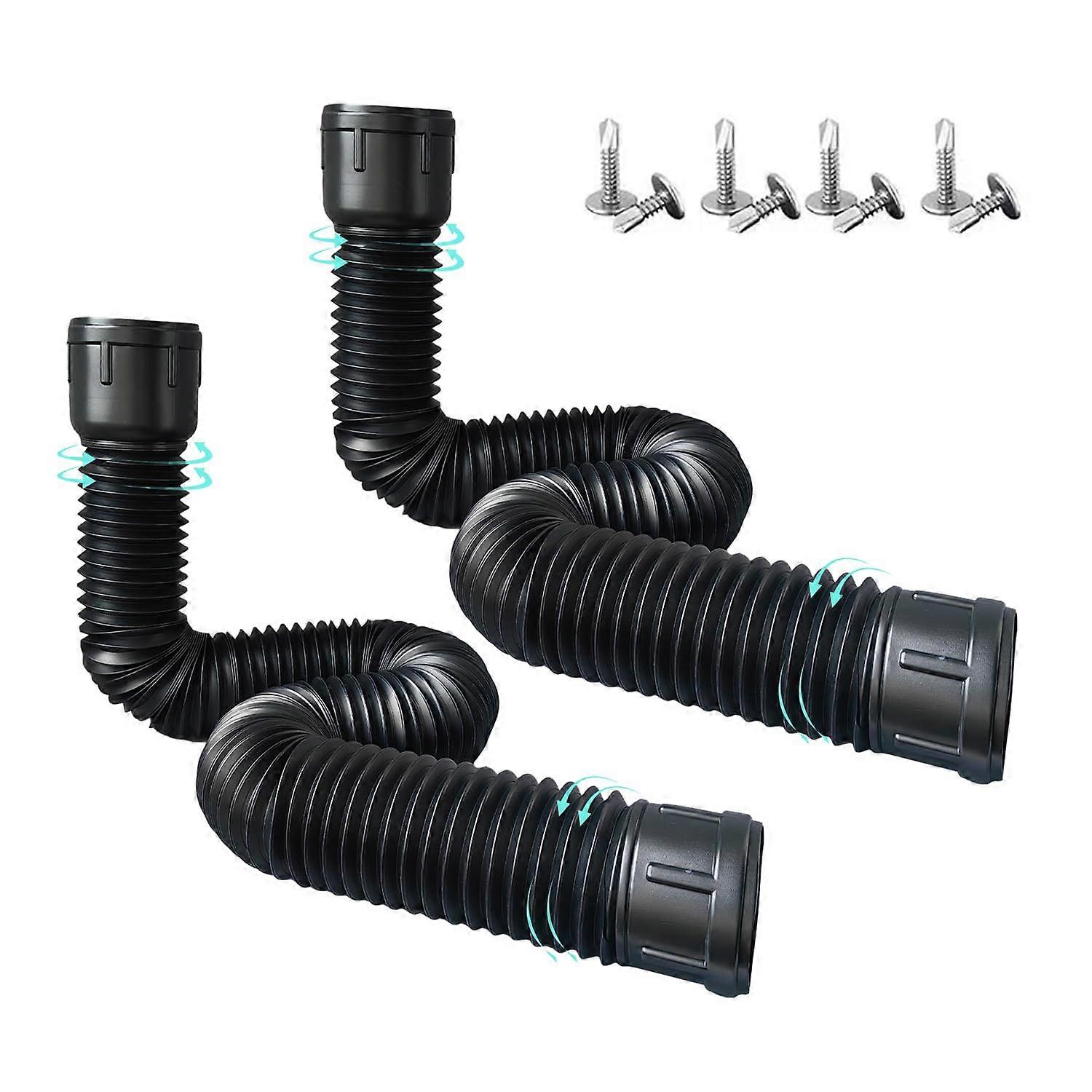 Adjustable Gutter Downspout Extension Pipe, Expandable Rainwater Drainage Hose, Black Round