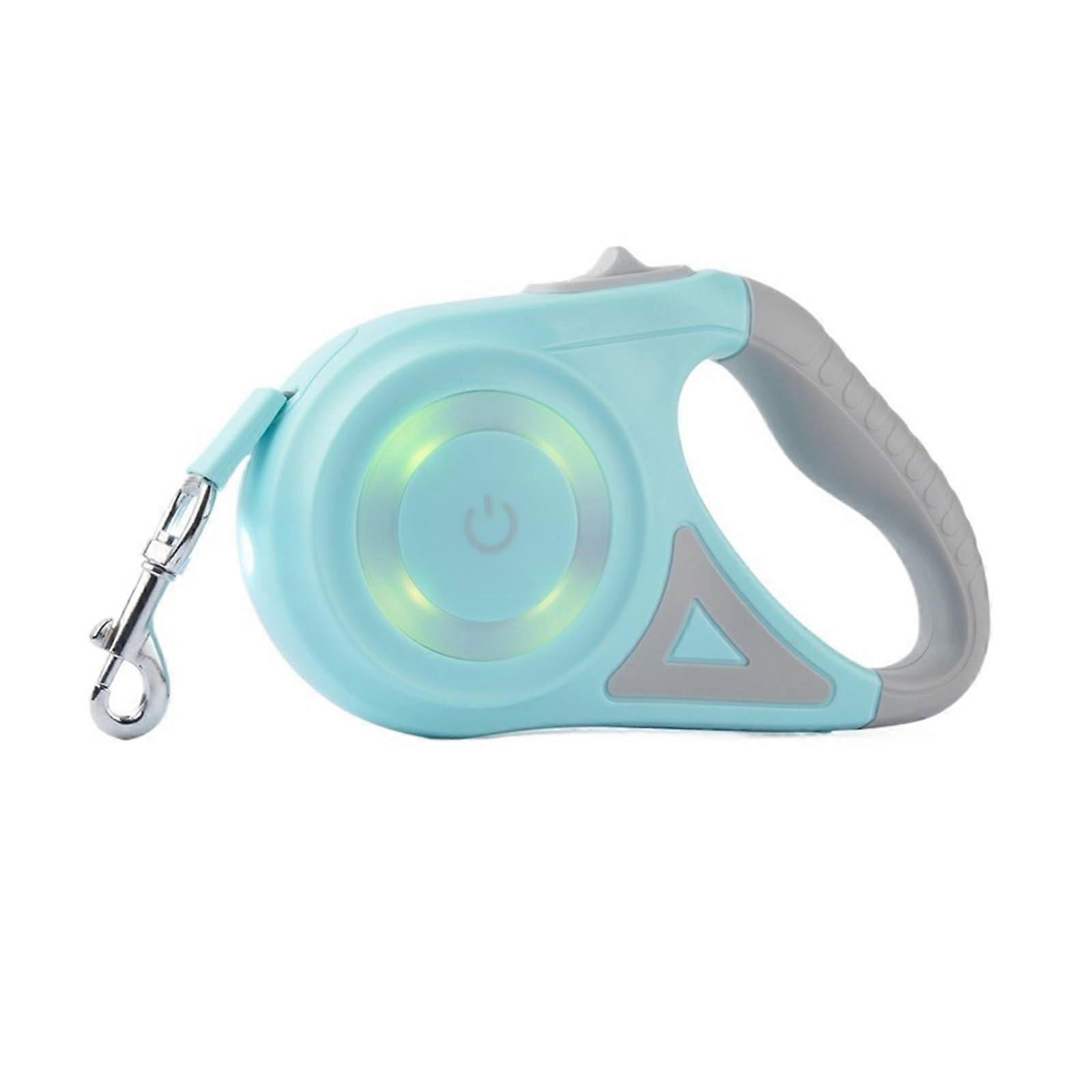 5M Retractable Dog Leash with LED Flashlight, Durable Nylon, Adjustable for Night Walking Green