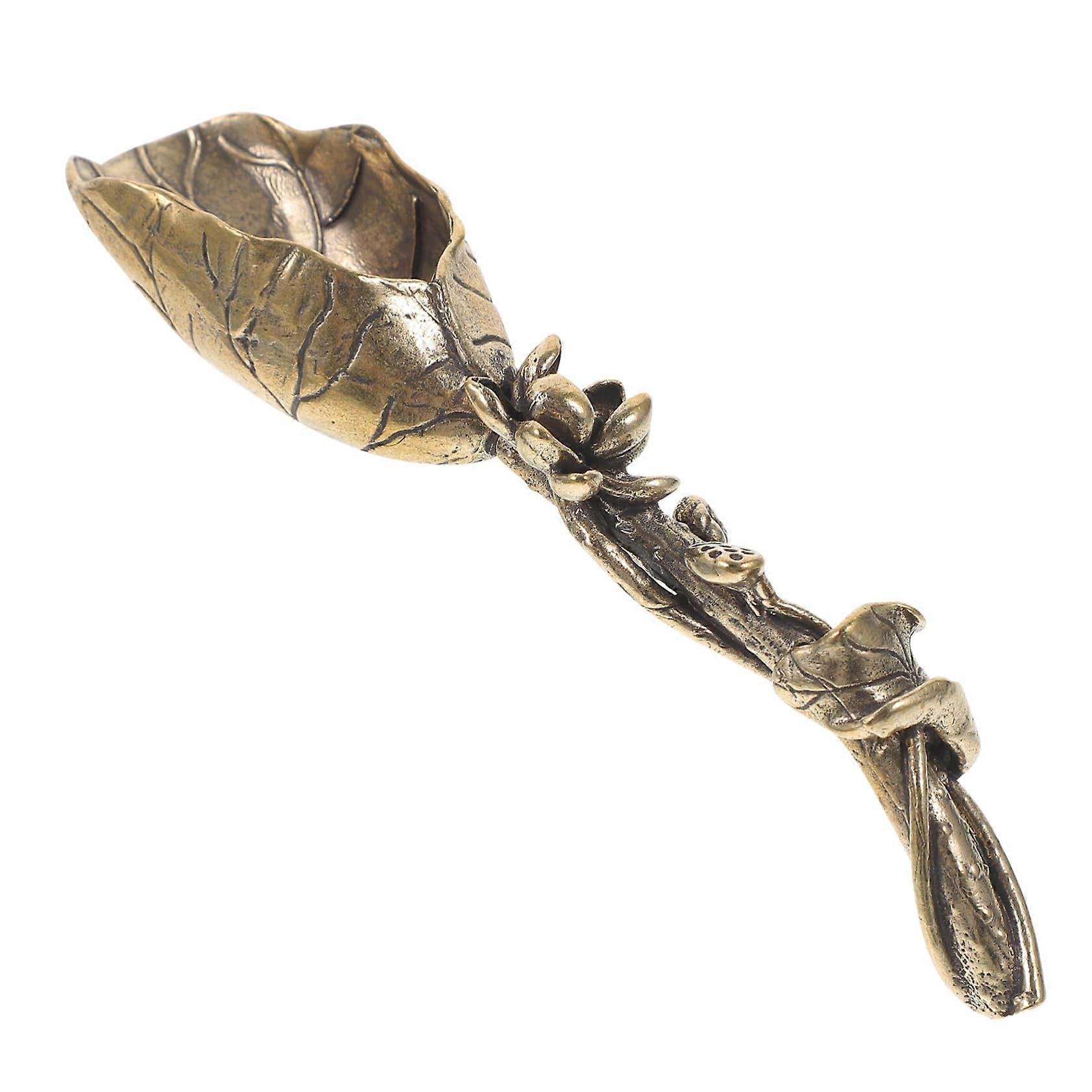 Mini Copper Tea Scoop with Lotus Design for Loose Leaf Tea, Coffee and Kitchen Use