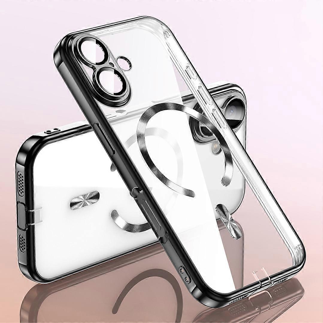 For iPhone 17 Case Electroplating Frame Translucent TPU Phone Cover Compatible with MagSafe