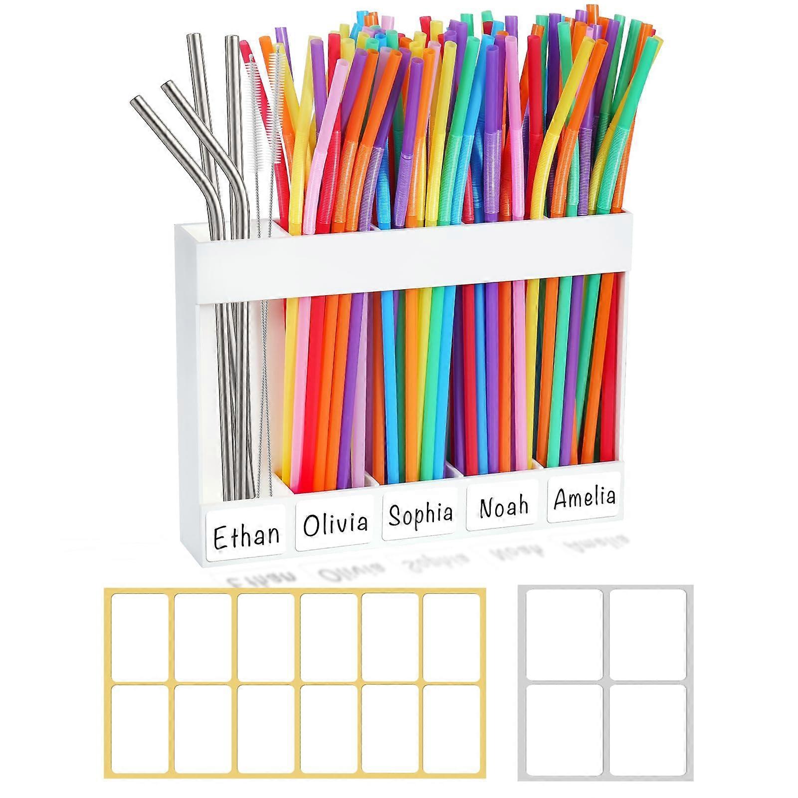 Straw Dispenser Acrylic Holder for Cabinet, SpaceSaving NoDrill Storage for Kitchen Counter