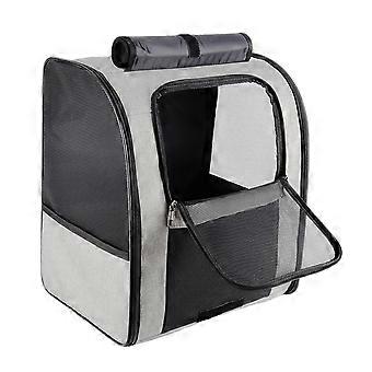 Sac à dos de transport respirant pour chat, grande capacité et poches latérales, idéal pour les aventures en plein air (gris)