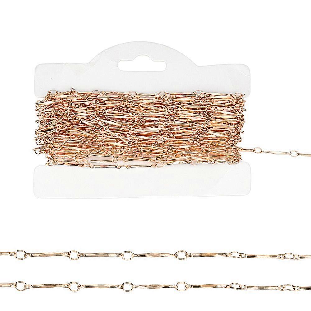 10M Brass Bar Link Chains Unwelded Light golden 14x2x1.5mm