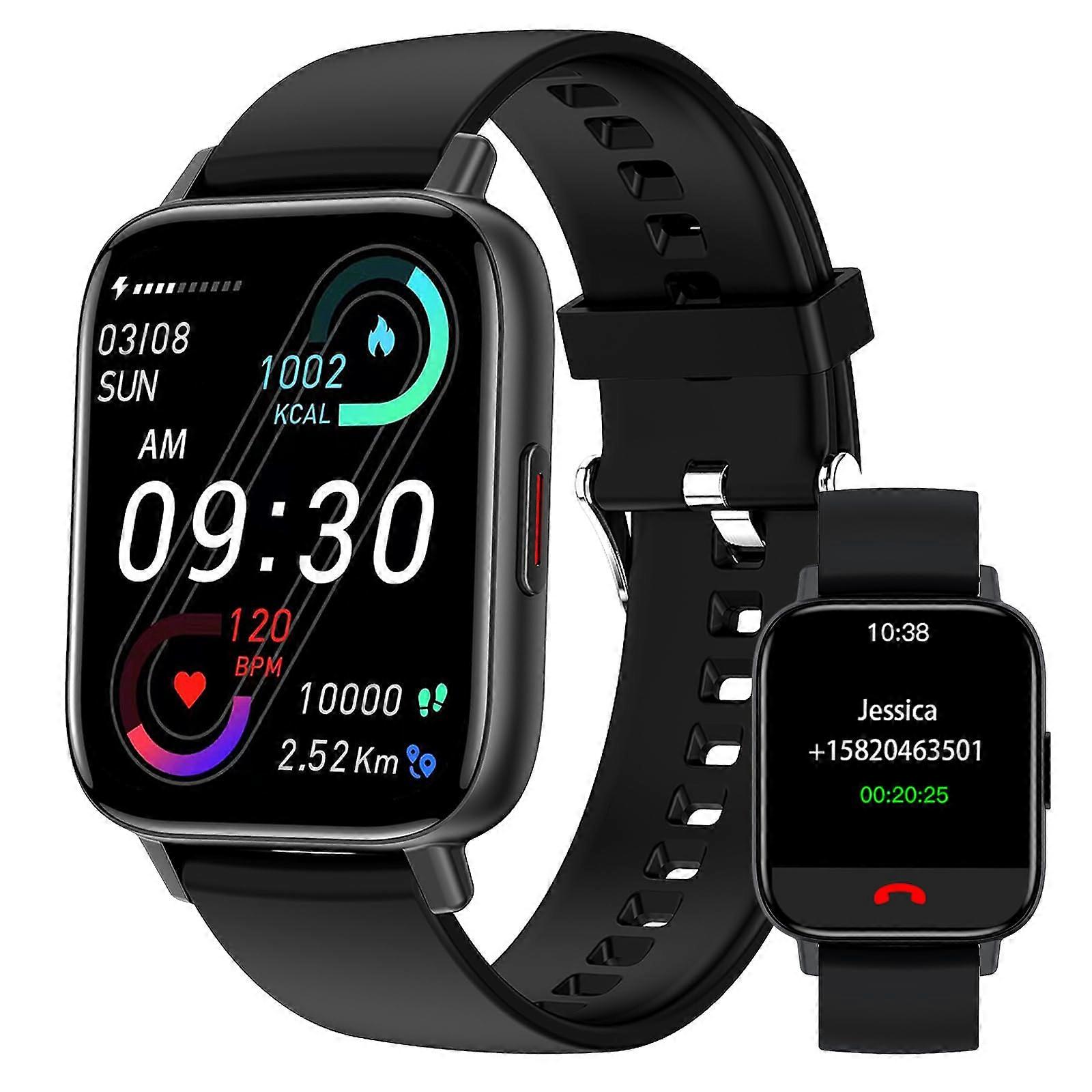 Bluetooth Smart Watch with Call Notifications, 1.69' Touchscreen, Heart Rate SpO2, IP67 Waterproof
