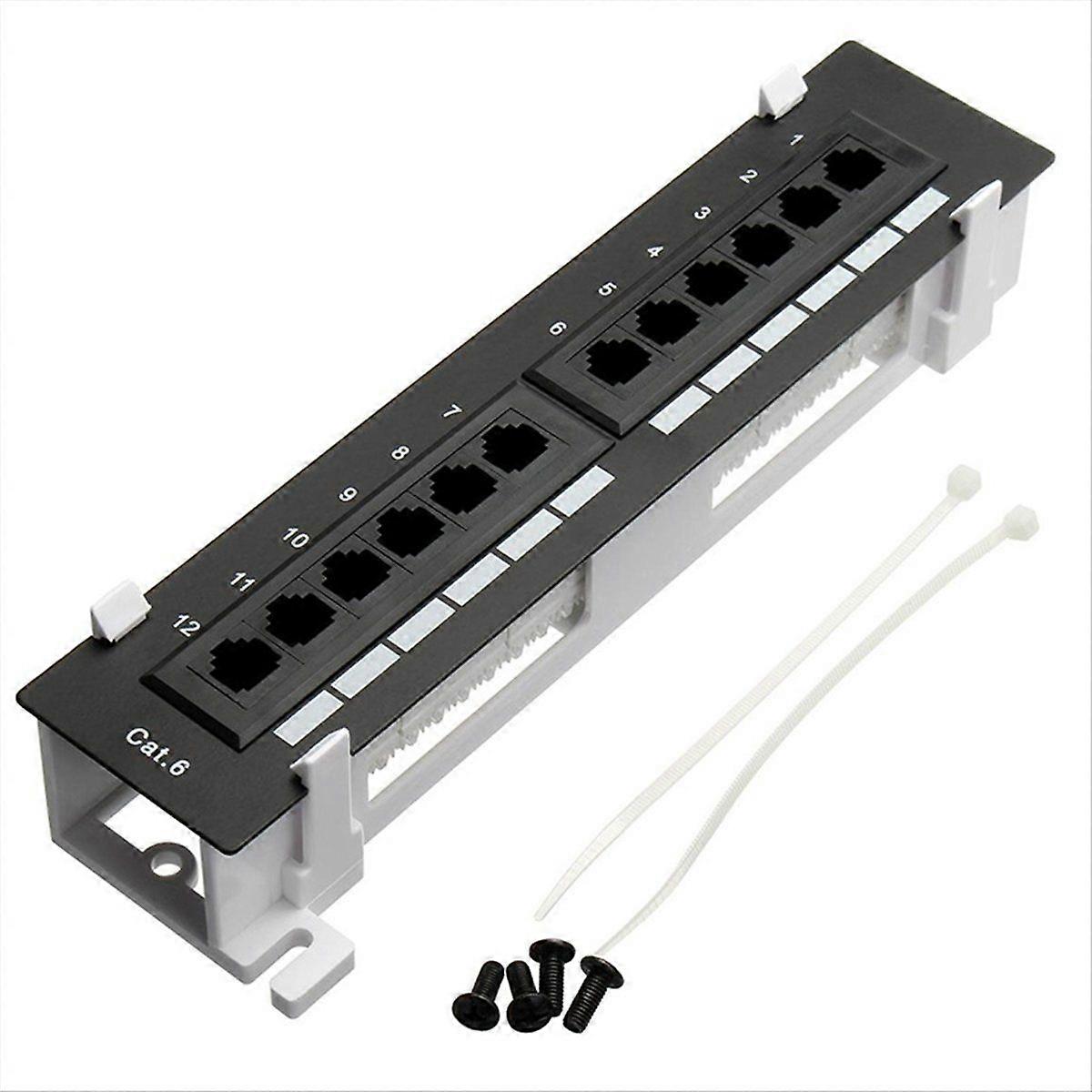 Network Tool Kit 12 Port CAT6 Patch Panel RJ45 Networking Wall Mount Rack with Wall Mount Bracket