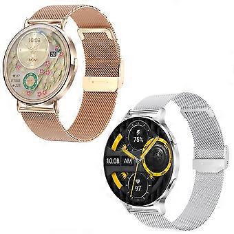 Reloj inteligente para mujer y hombre, ultrafino, con pantalla AMOLED de 7,3 mm y carcasa metálica, resistente al agua, compatible con iPhone y Android.