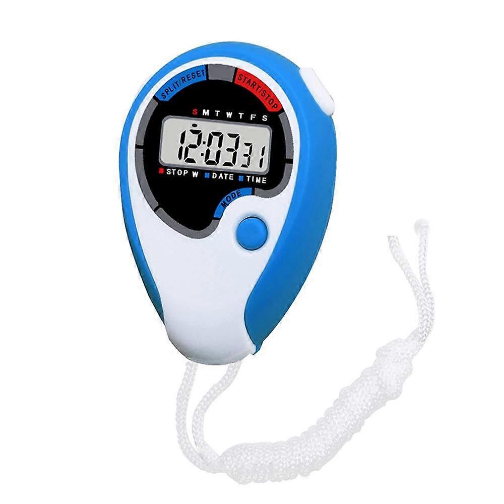 2pcs Waterproof Handheld Digital Stopwatch with LCD Display for Running and Coaching  Blue