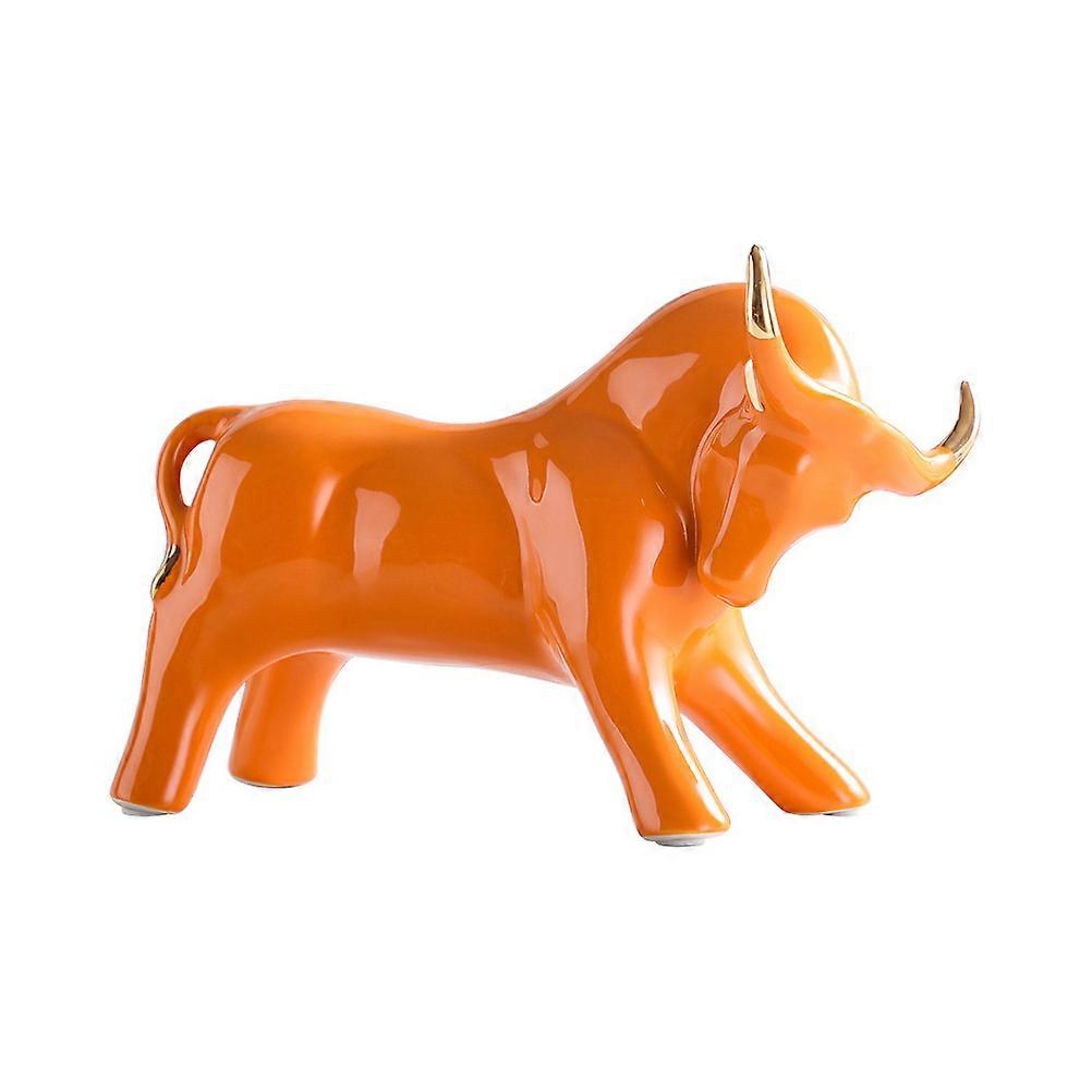 Creative for Decoration Orange Ceramic Cattle Ornament