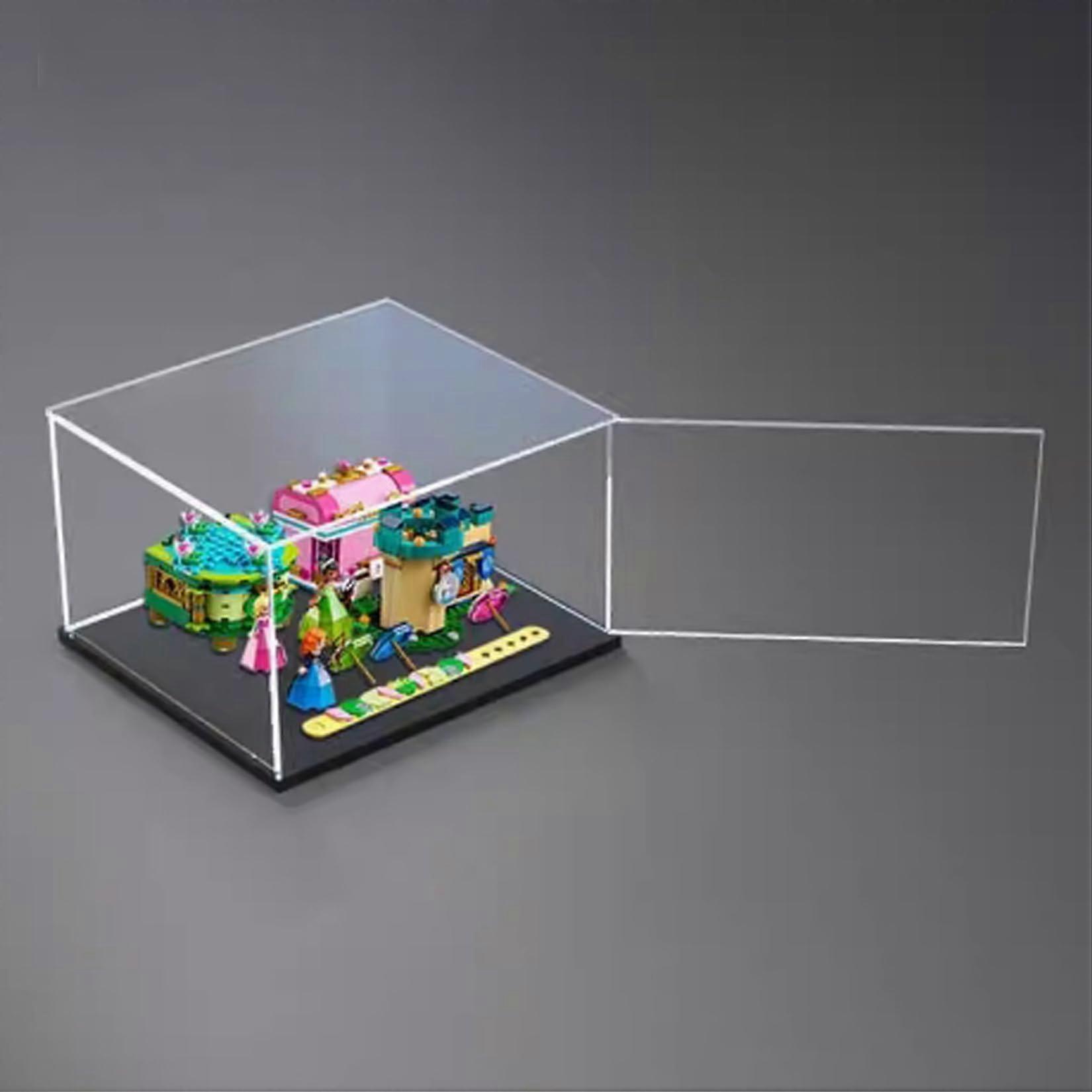 Display Case Acrylic Box for  43203, Dustproof Clear Panels, Black Base, Easy Assembly