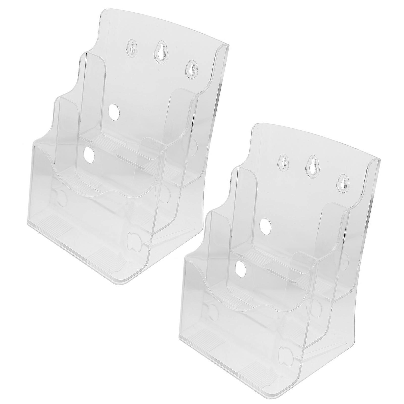 Desktop Transparent Acrylic File Holder for Document Storage 2Pcs Wall Mounted