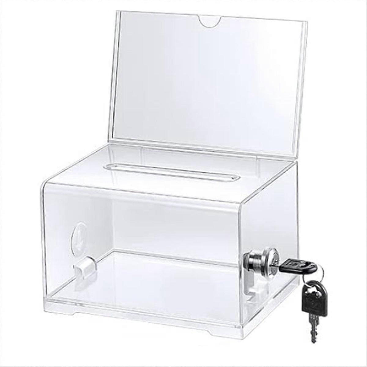 1 Pack Acrylic Donation Box with Lock, Clear Ballot Box